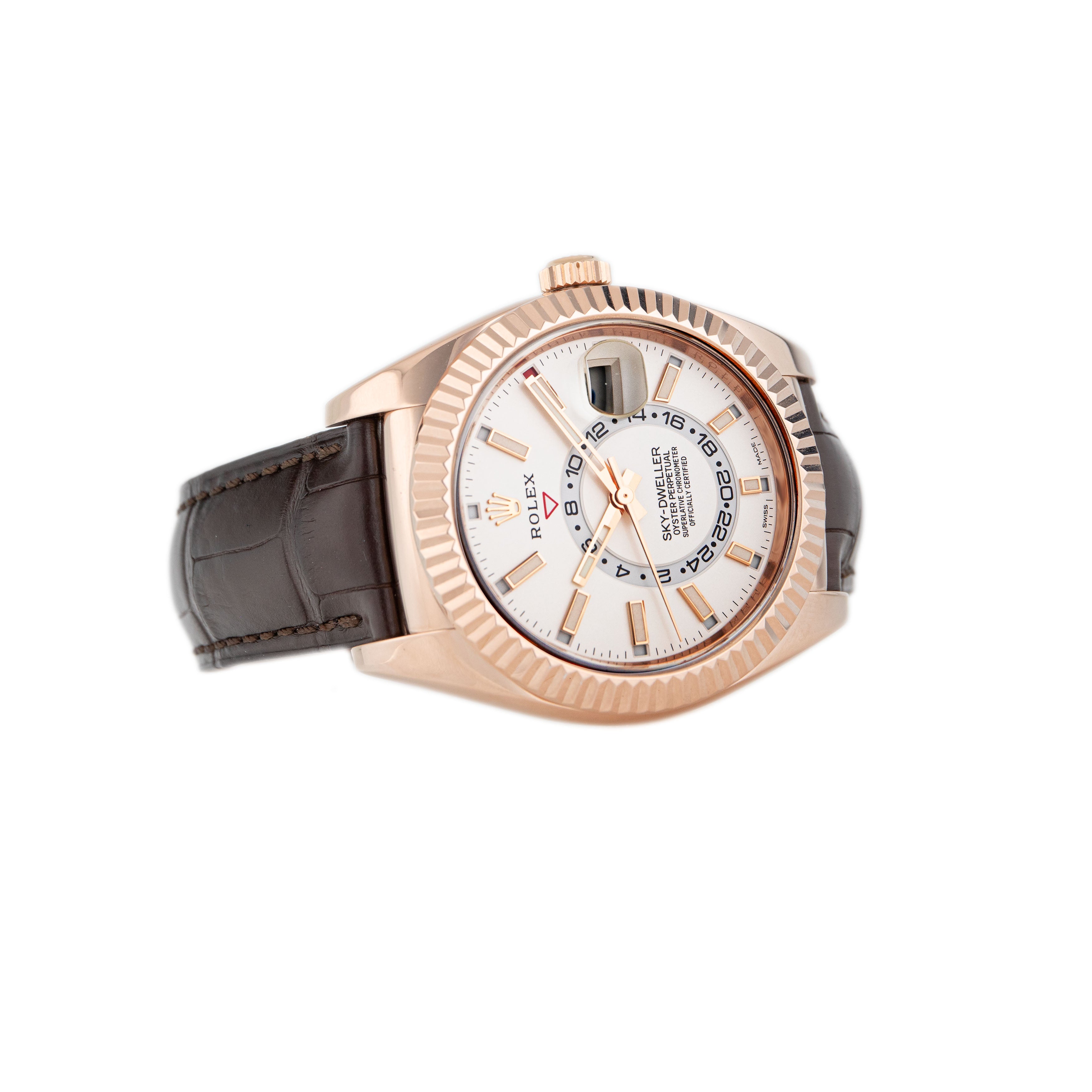 Rolex Sky-Dweller Rose Gold White Dial 42mm 326135 Full Set
