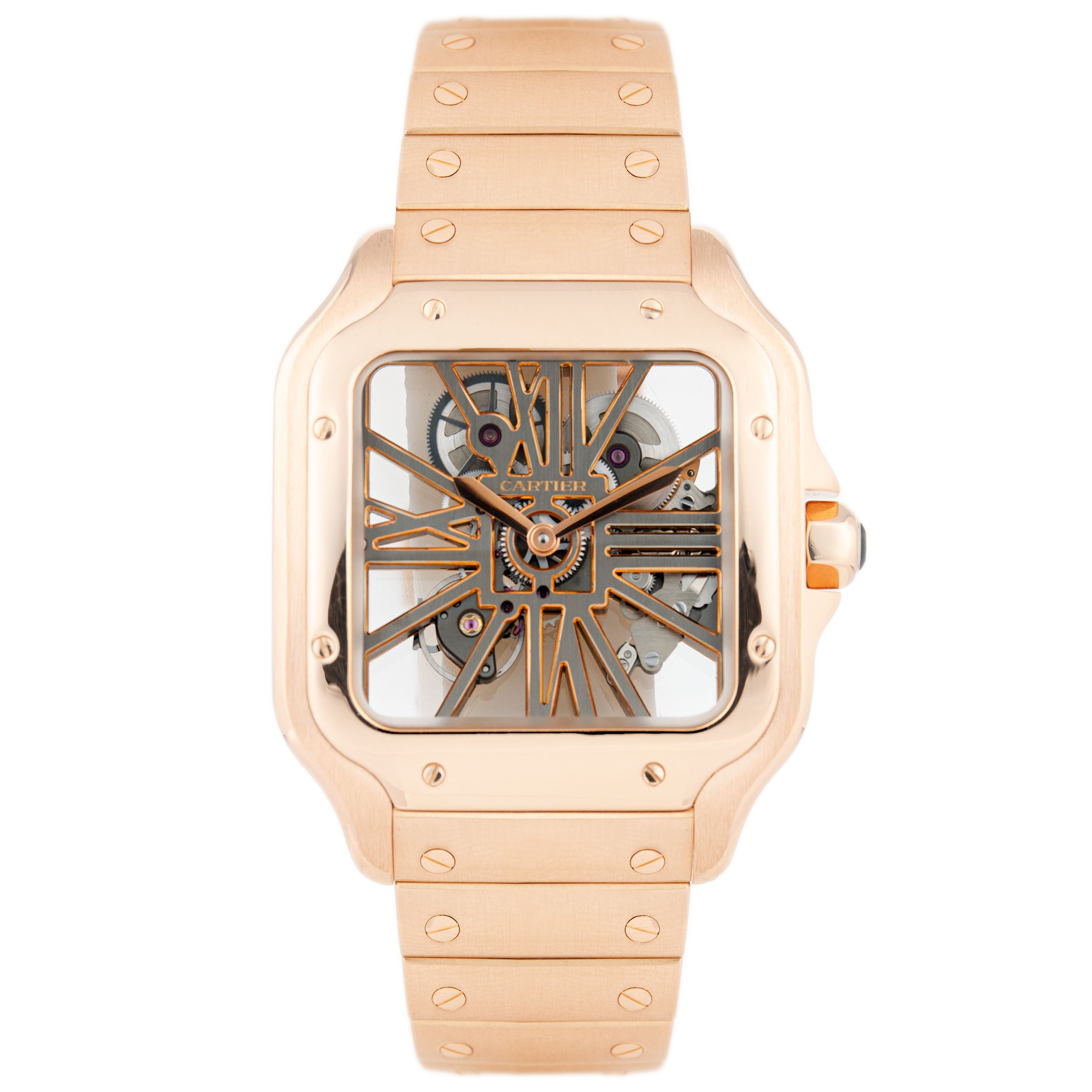 Cartier Santos Large Rose Gold Skeleton Dial 40mm WHSA0016 Full Set