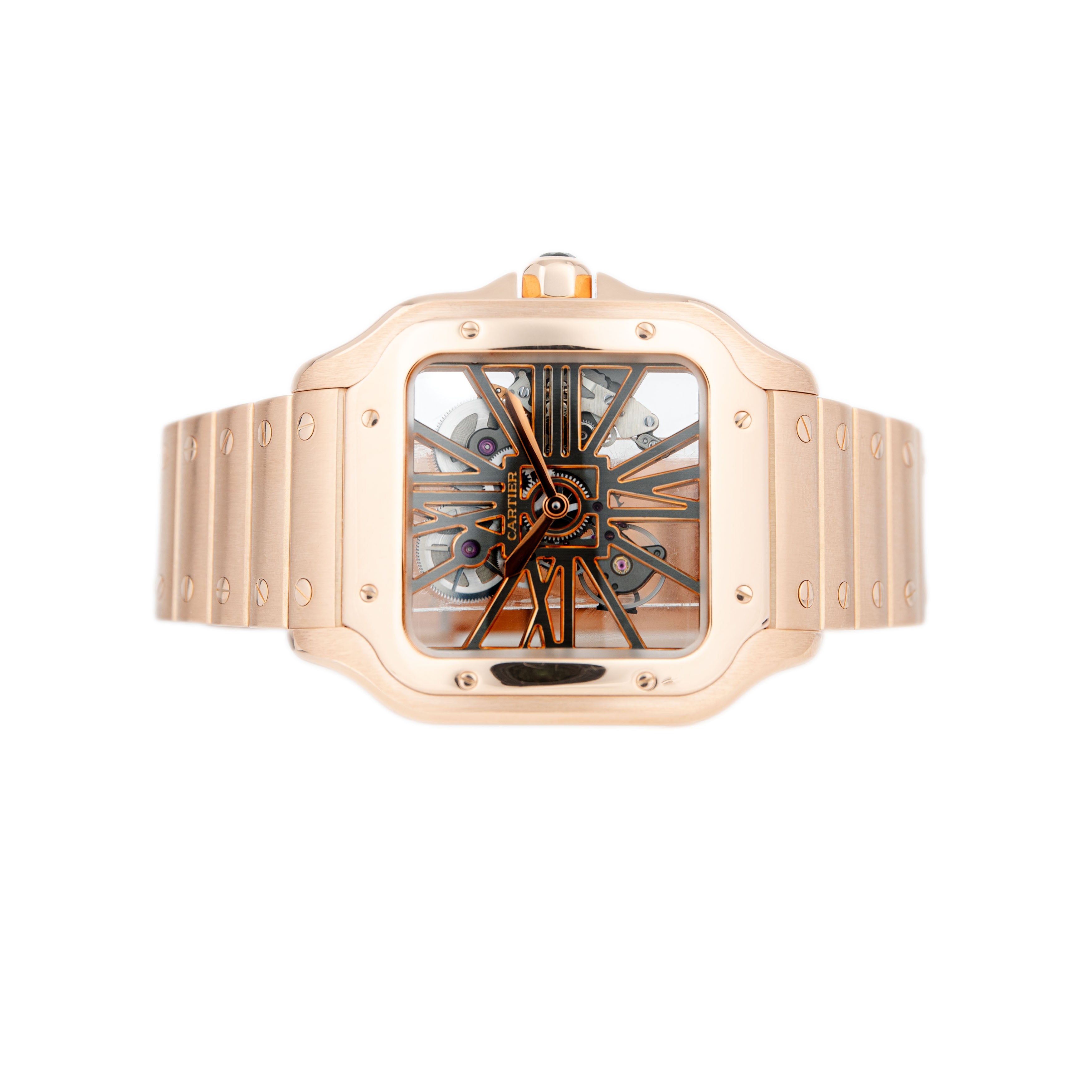 Cartier Santos Large Rose Gold Skeleton Dial 40mm WHSA0016 Full Set