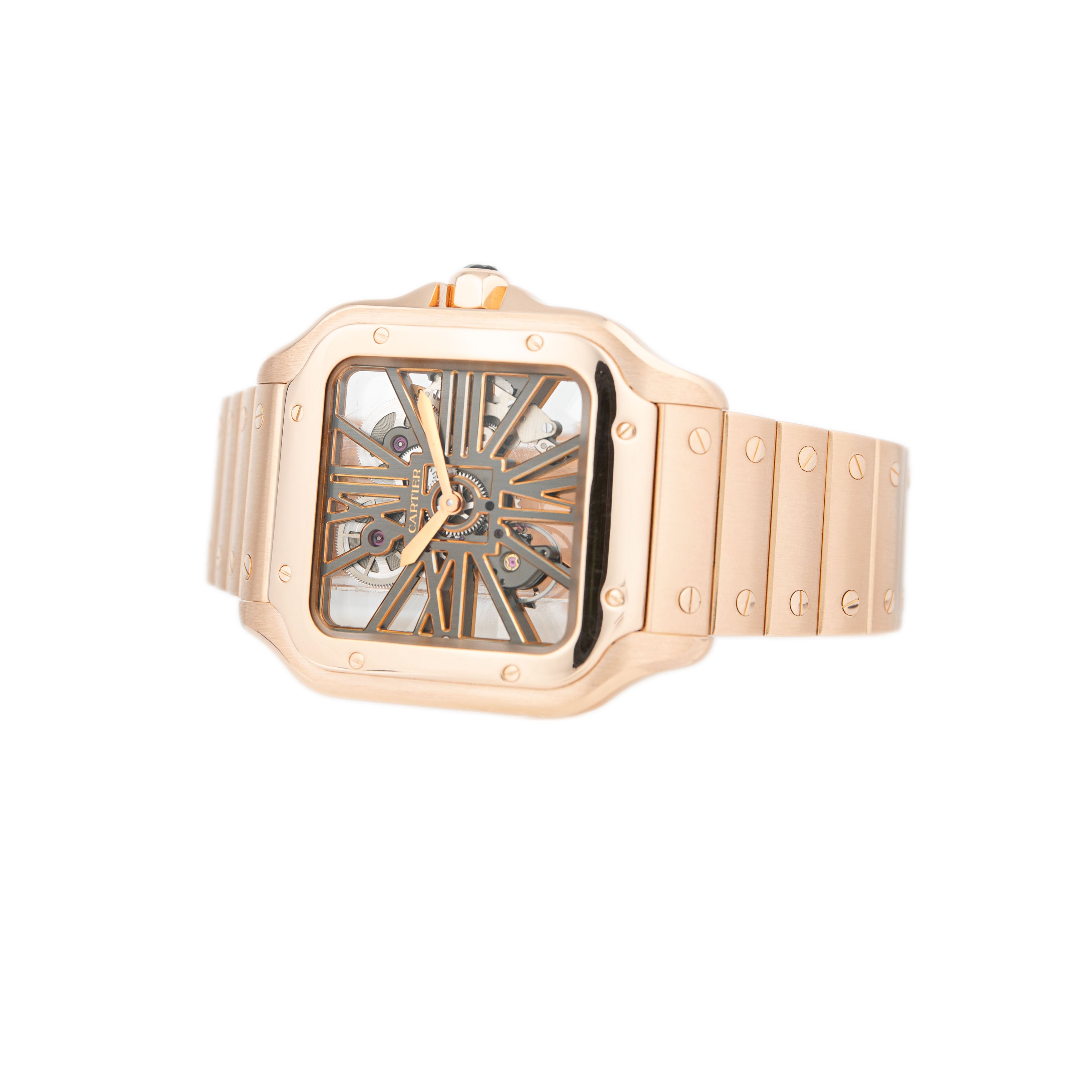 Cartier Santos Large Rose Gold Skeleton Dial 40mm WHSA0016 Full Set