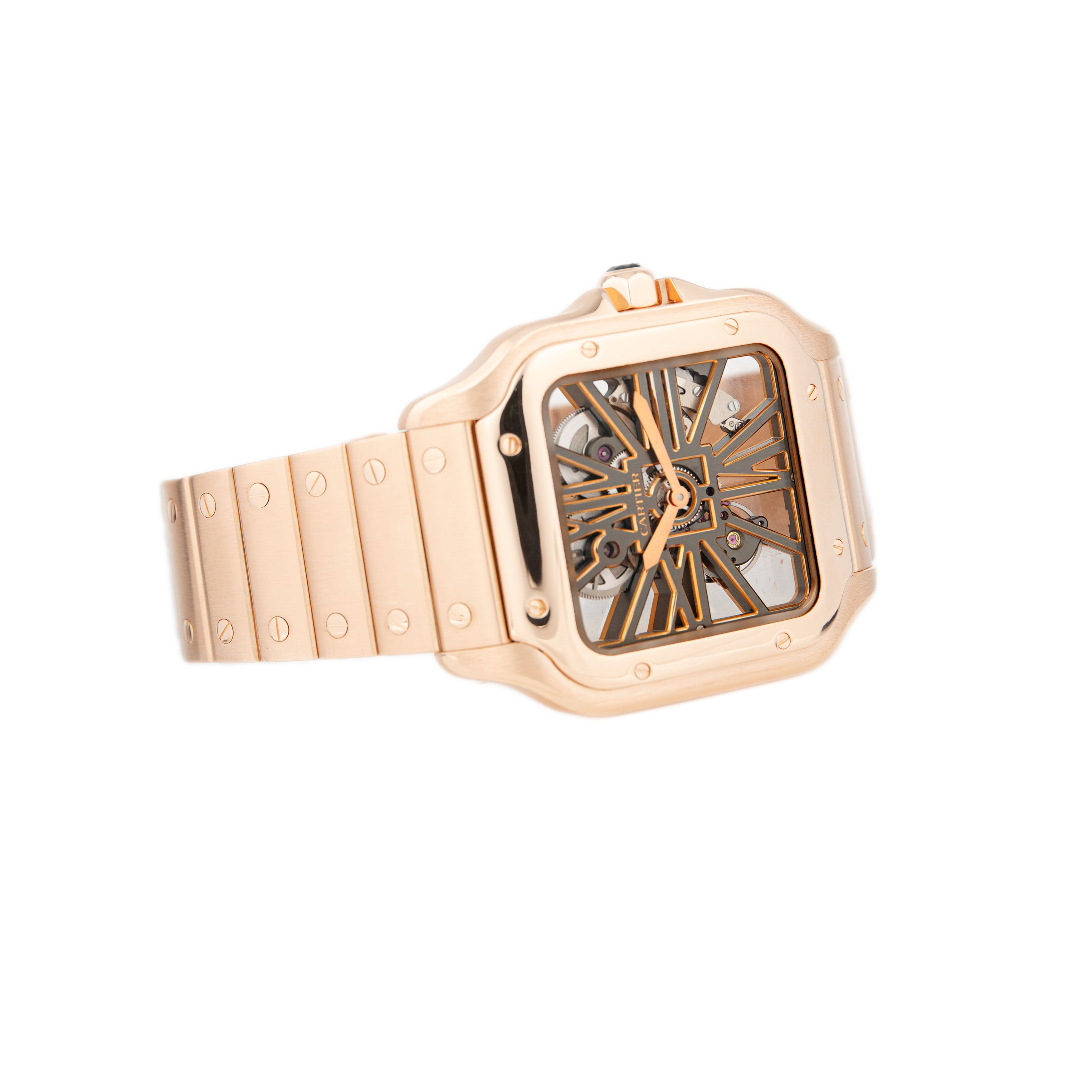 Cartier Santos Large Rose Gold Skeleton Dial 40mm WHSA0016 Full Set
