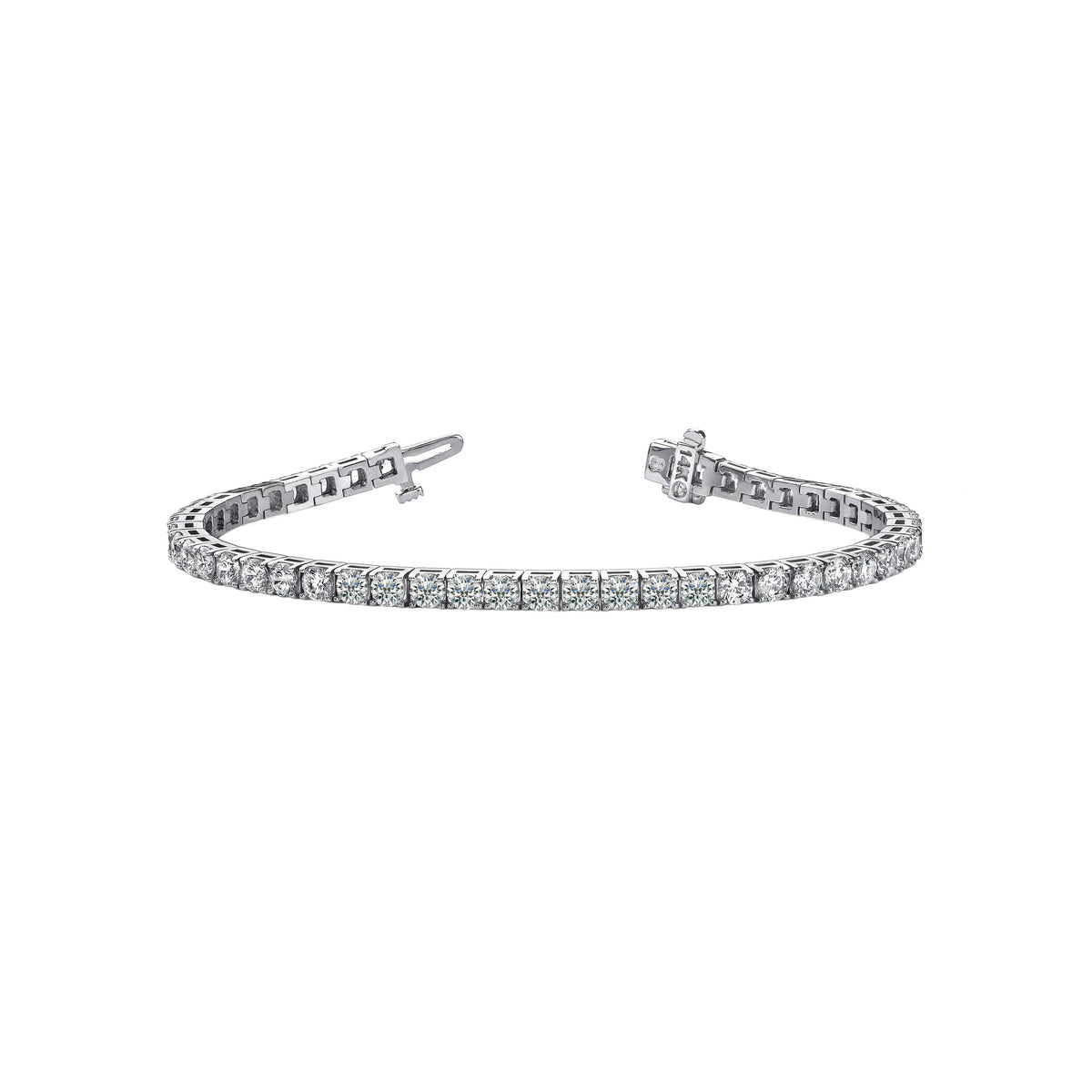 14k White Gold Round Diamond Line Bracelet 5.50cttw
