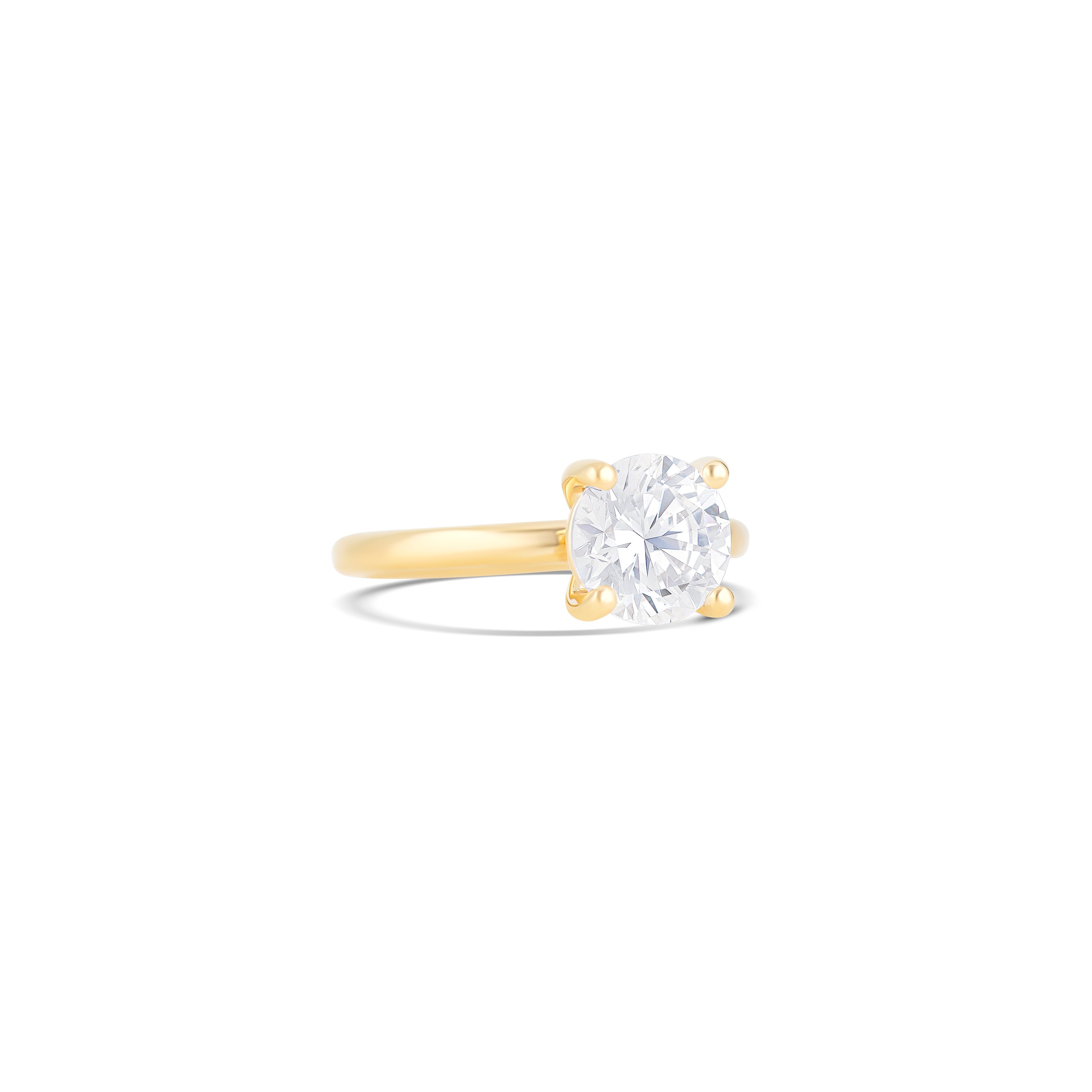 14K Yellow Gold Classic Round Solitaire Engagement Ring Setting