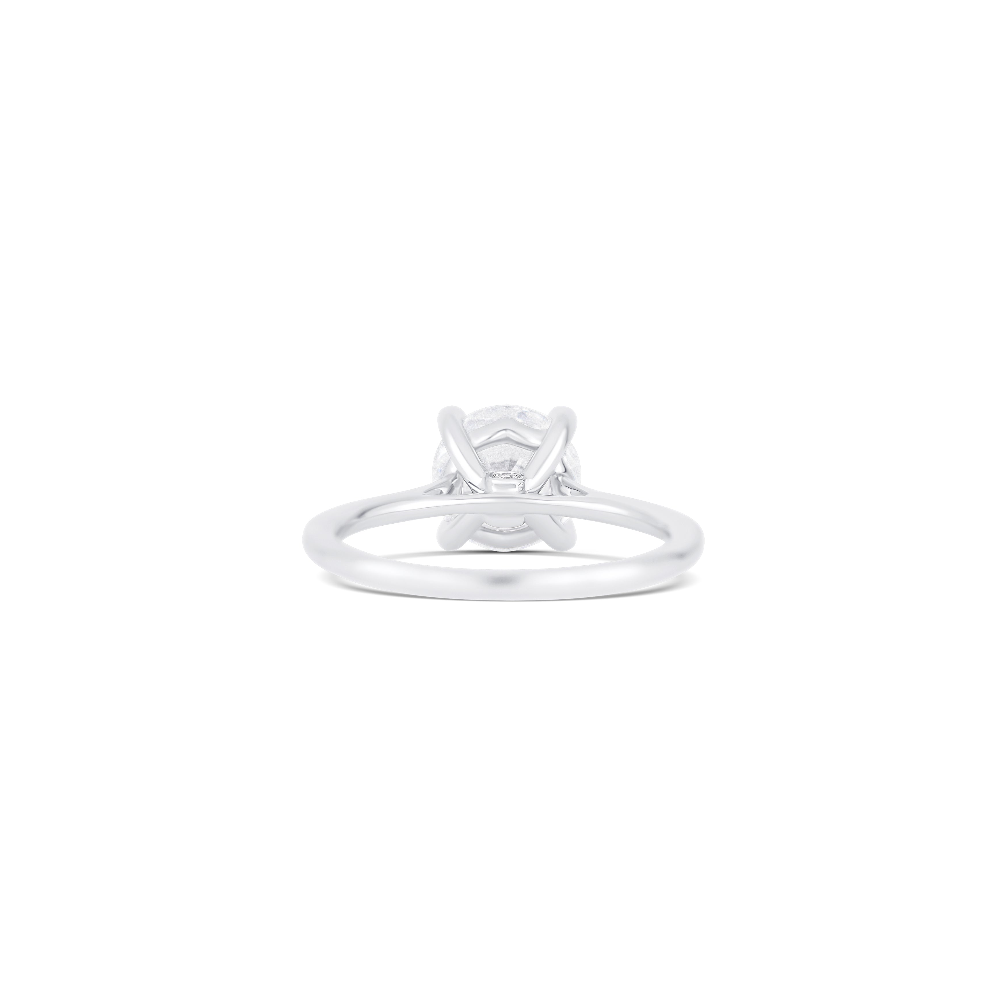 14K White Gold Classic Round Solitaire With Cathedral Engagement Ring Setting