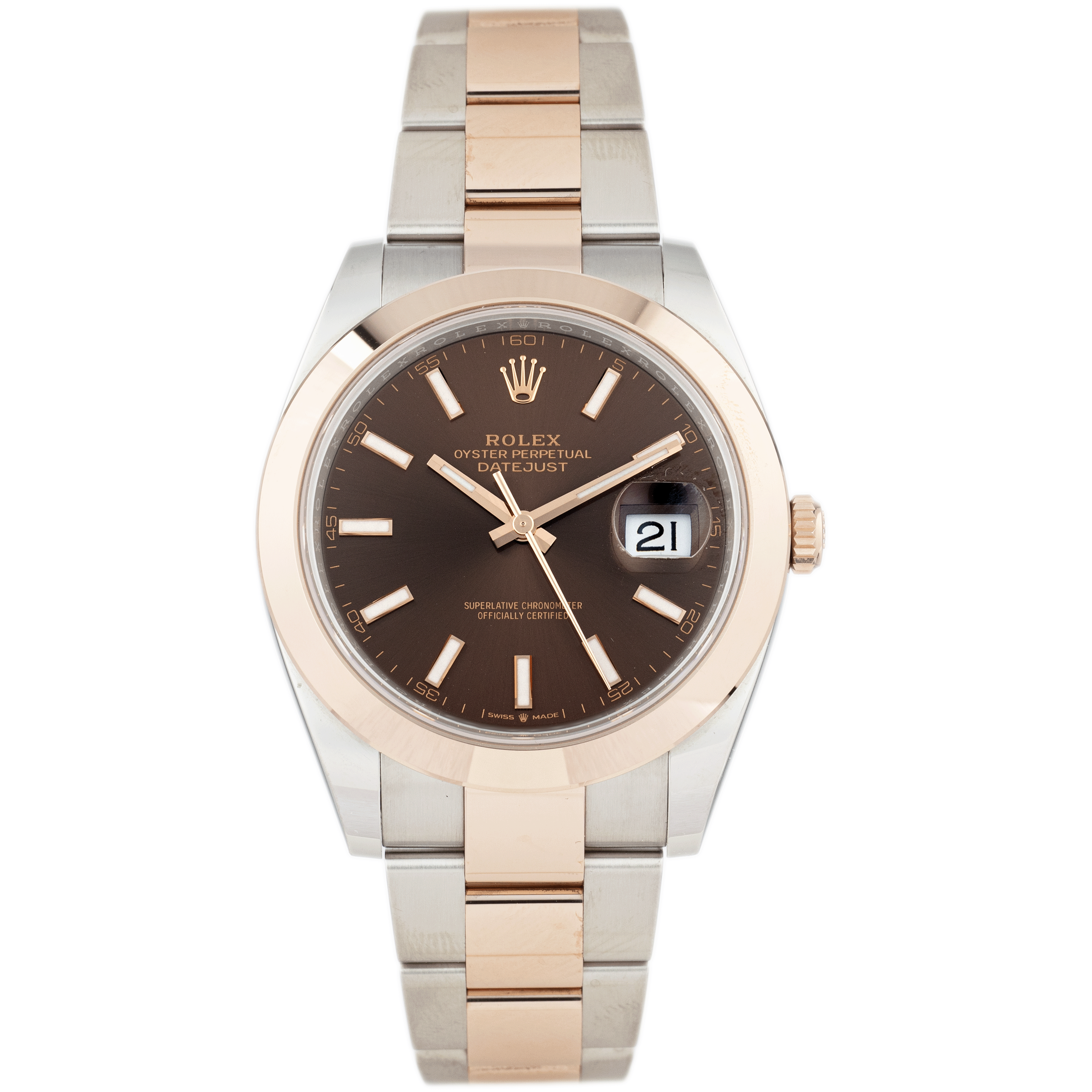 Rolex Datejust 41 Stainless Steel & Rose Gold Brown Dial 41mm 126301 Full Set