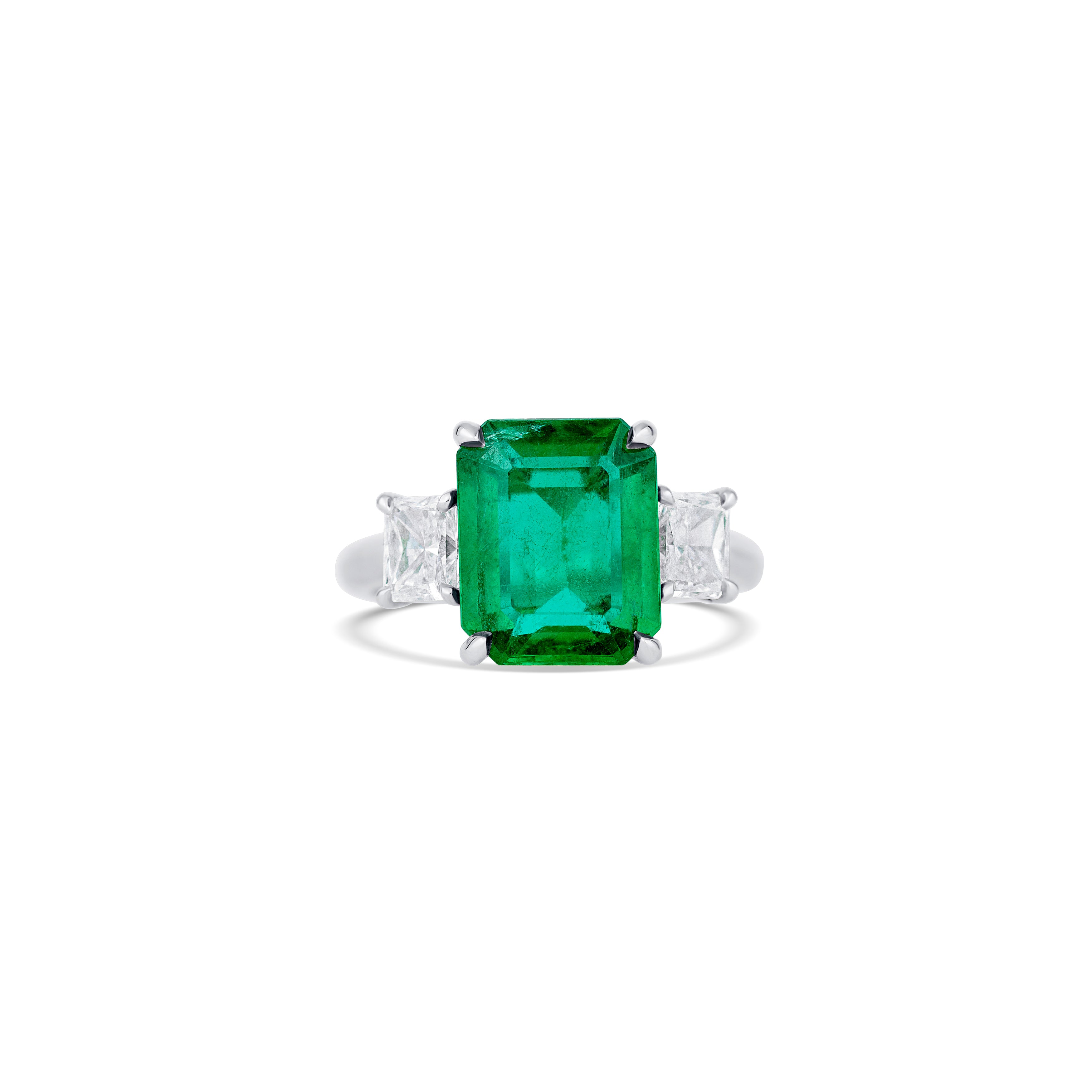 Platinum Emerald And Diamond Ring
