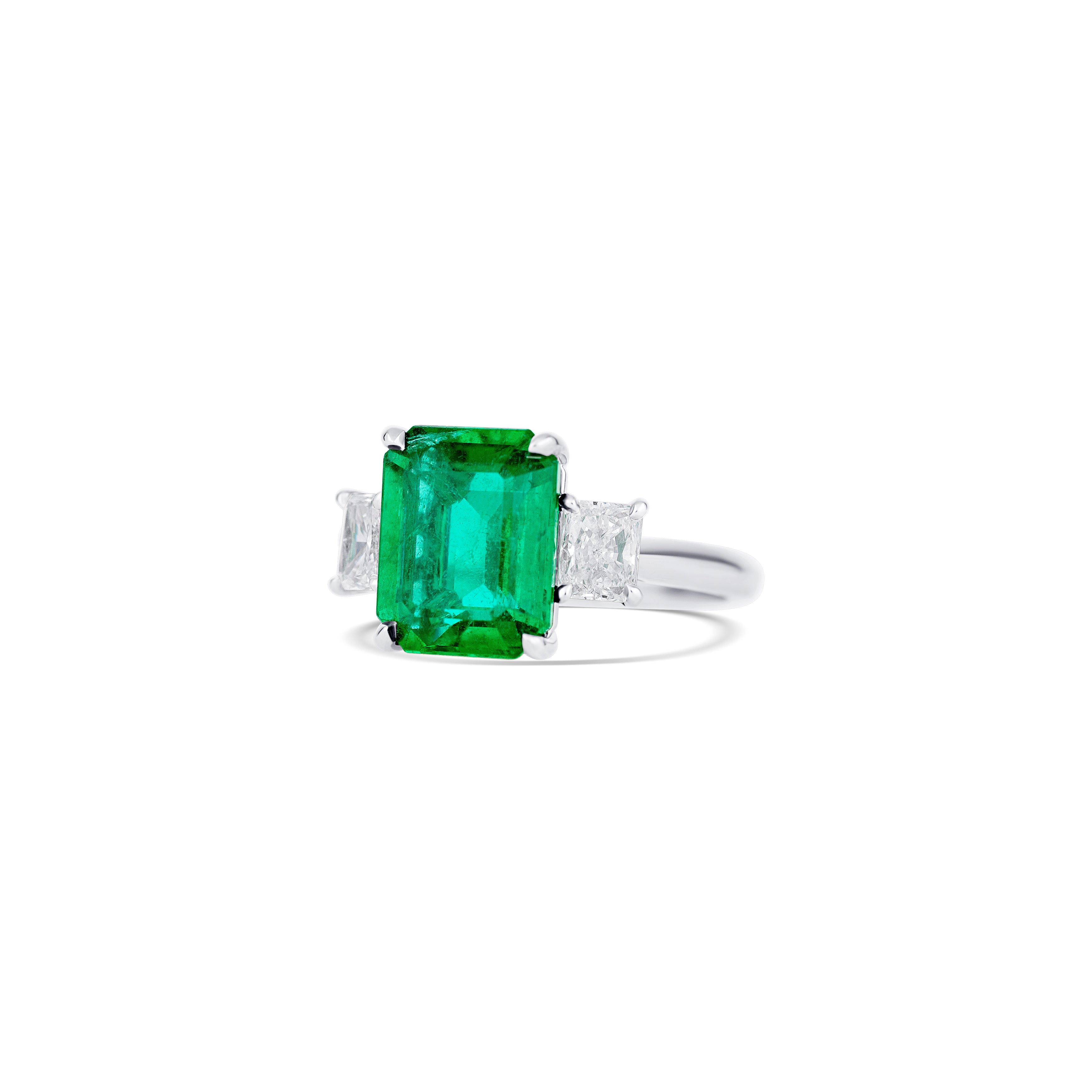 Platinum Emerald And Diamond Ring