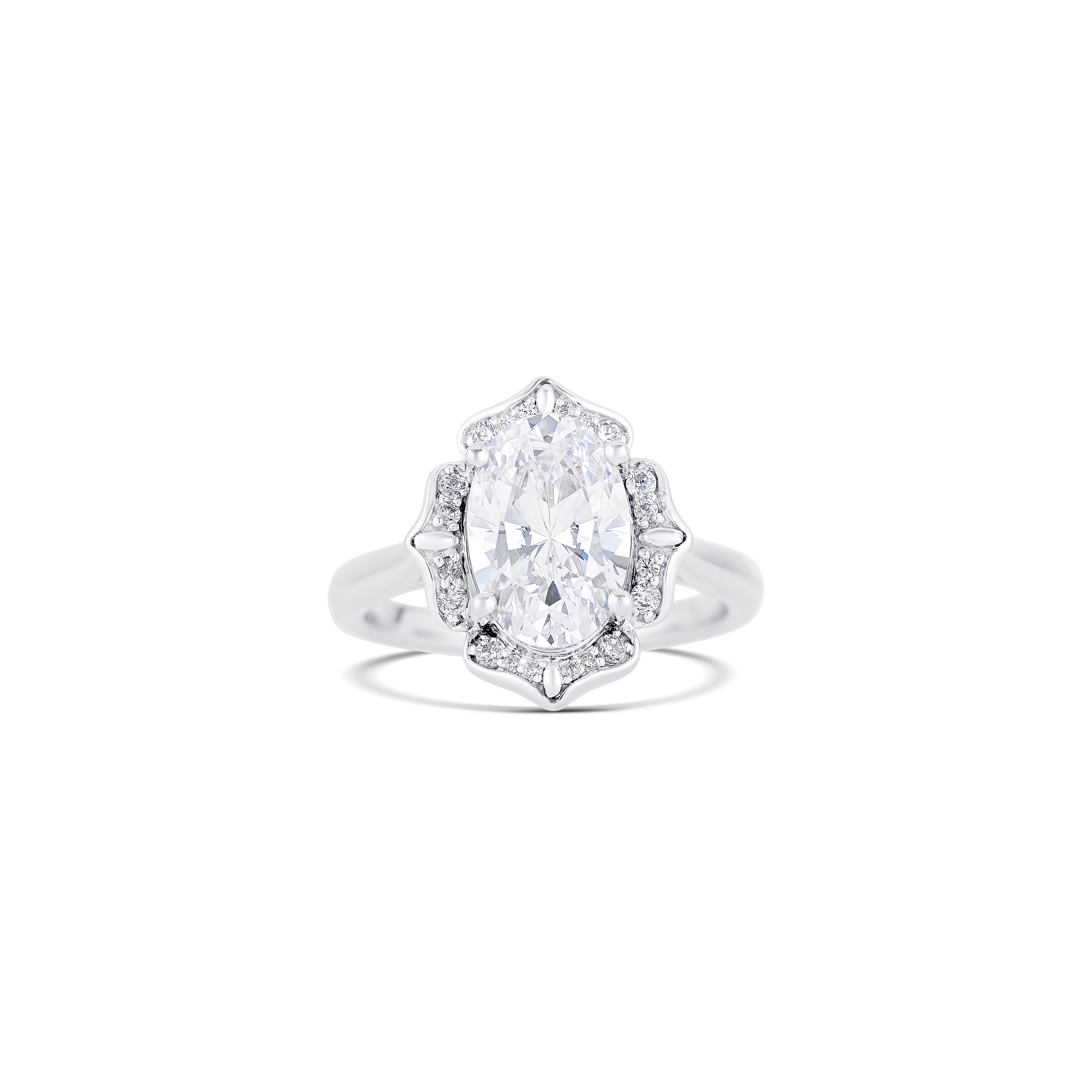 14K White Gold Antique Halo Diamond Engagement Ring Setting