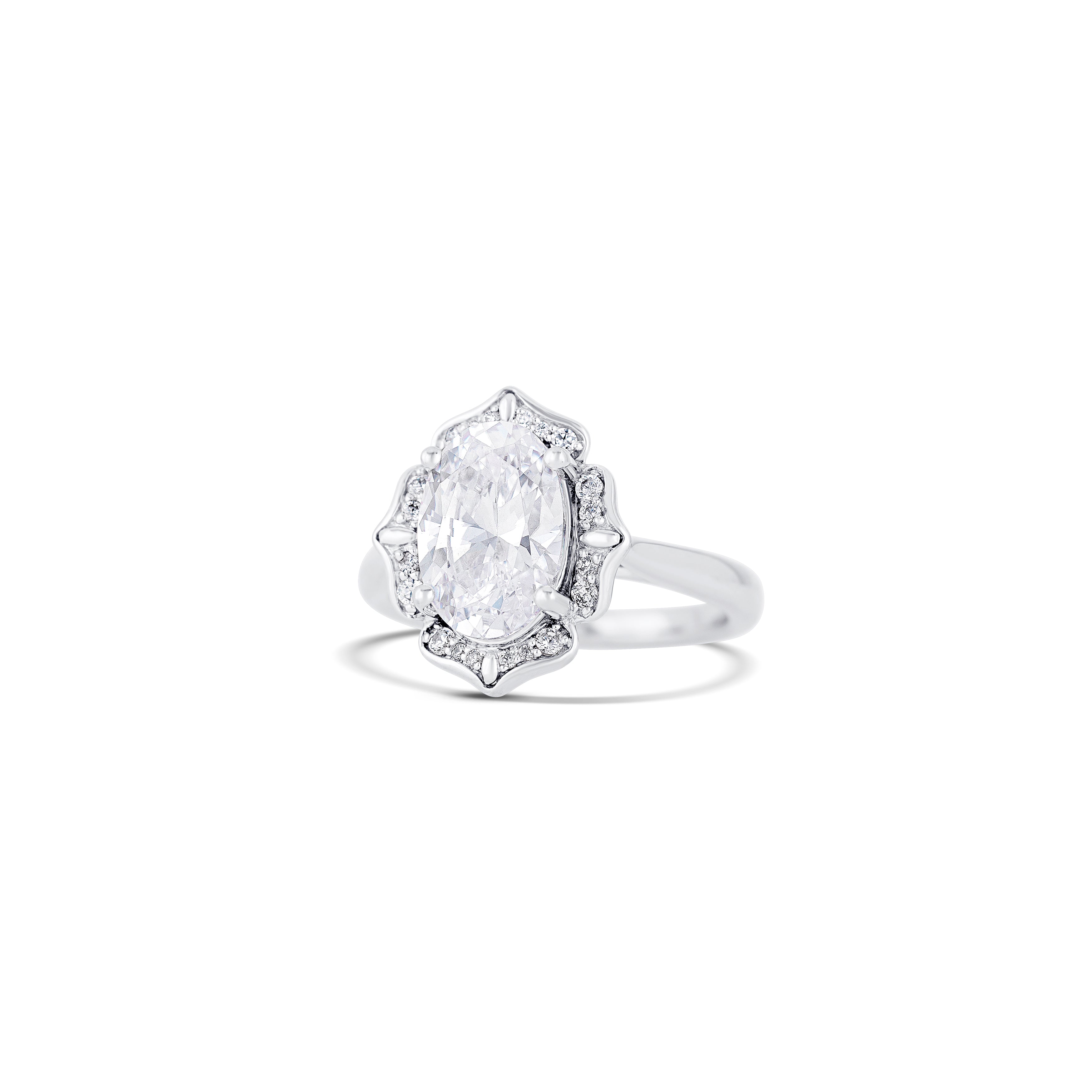 14K White Gold Antique Halo Diamond Engagement Ring Setting