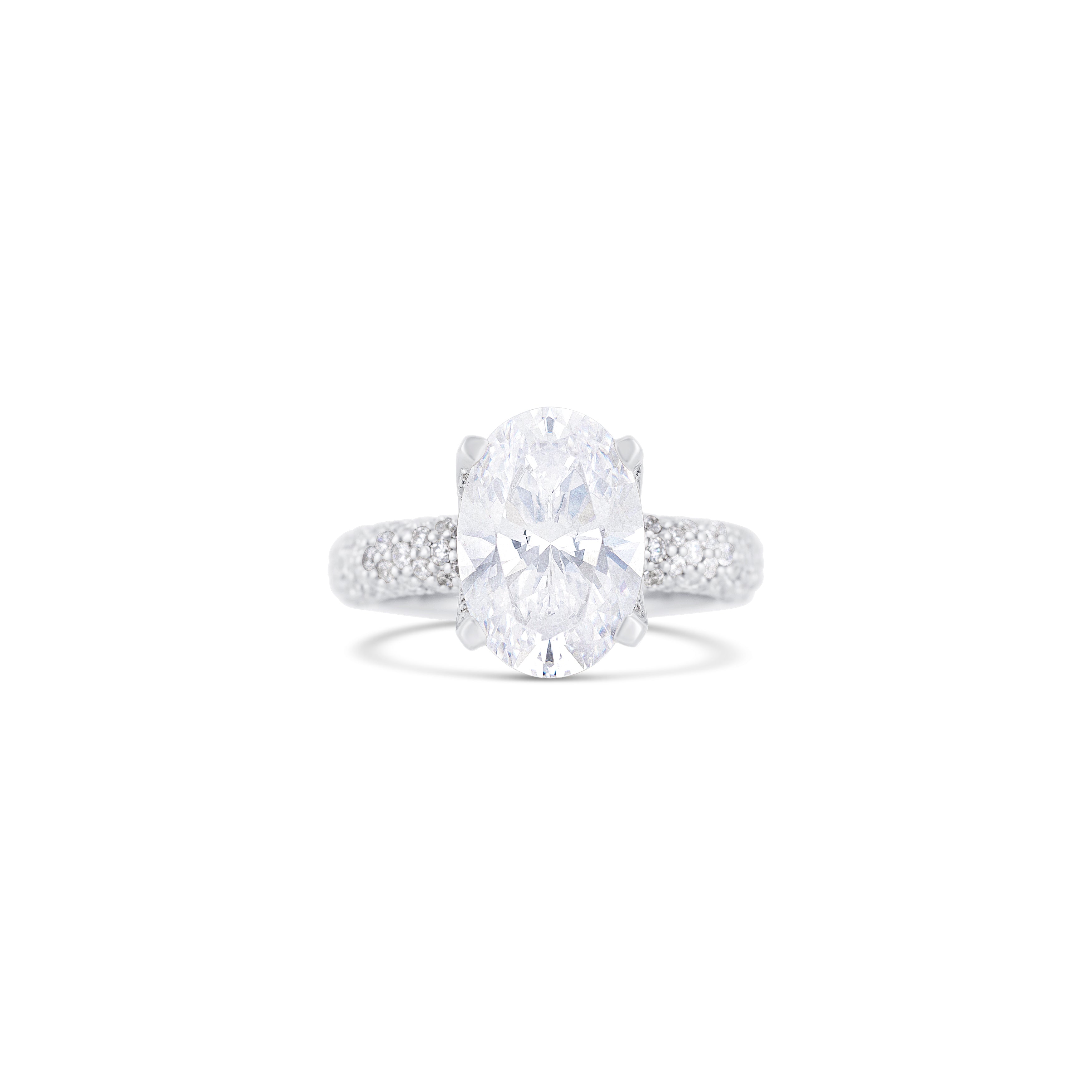 14K White Gold Pavé Diamond Engagement Ring Setting