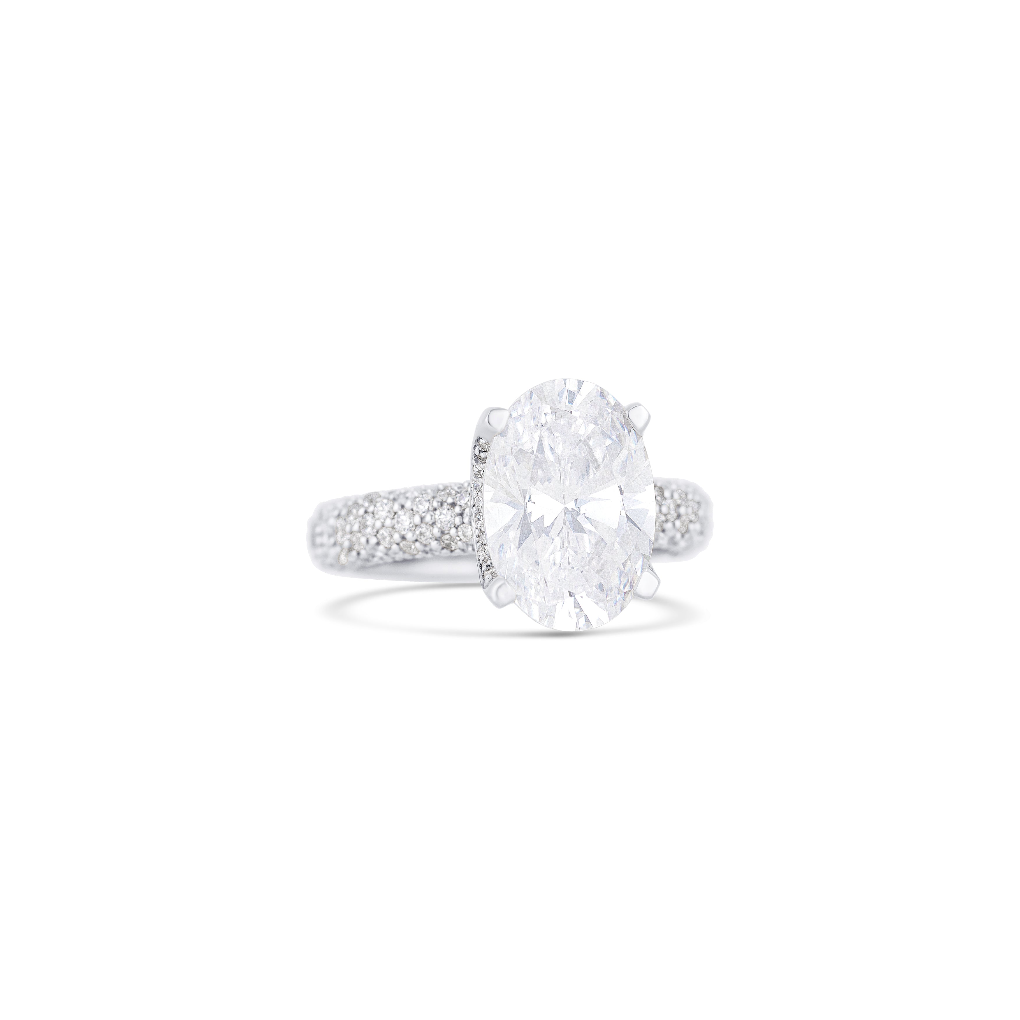 14K White Gold Pavé Diamond Engagement Ring Setting