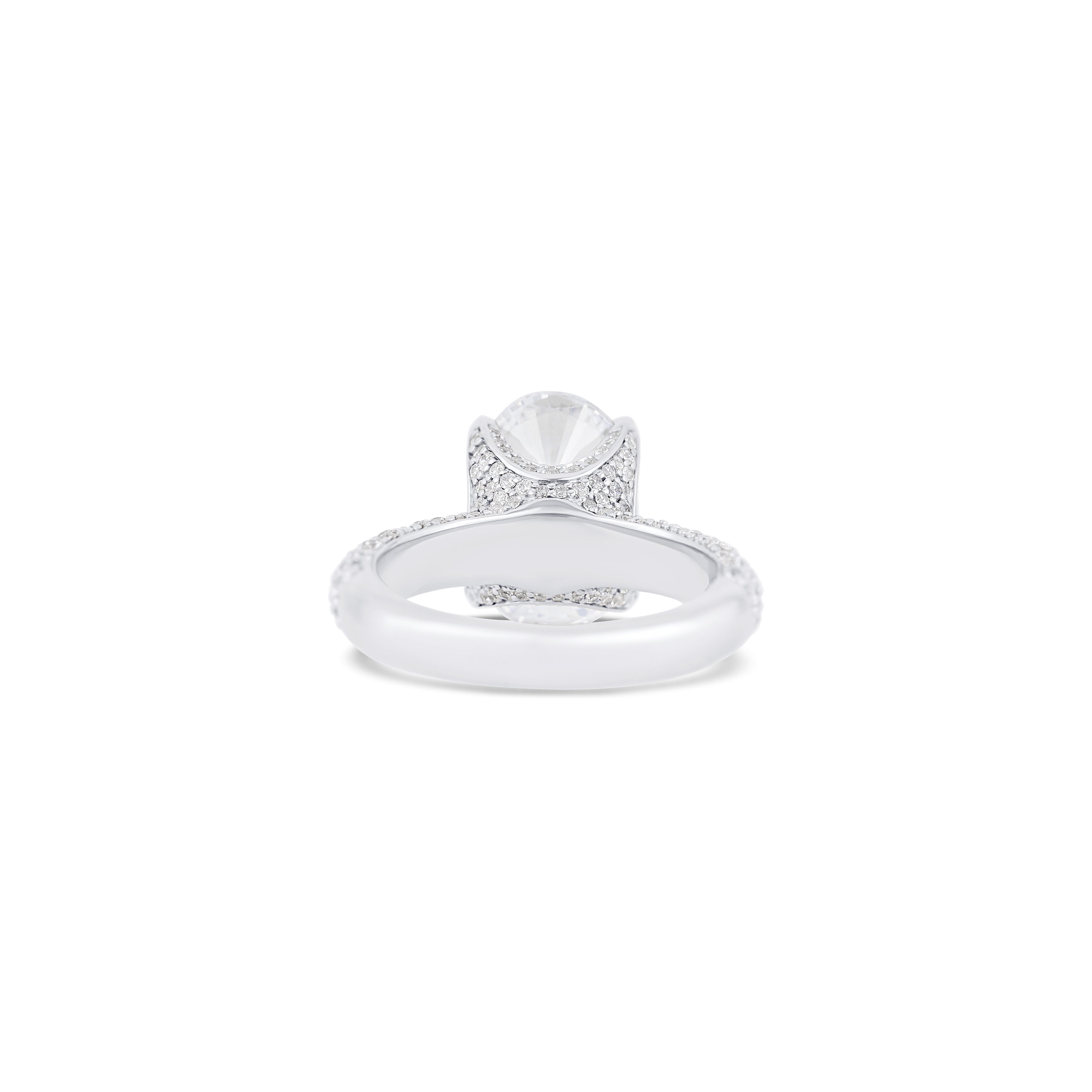 14K White Gold Pavé Diamond Engagement Ring Setting