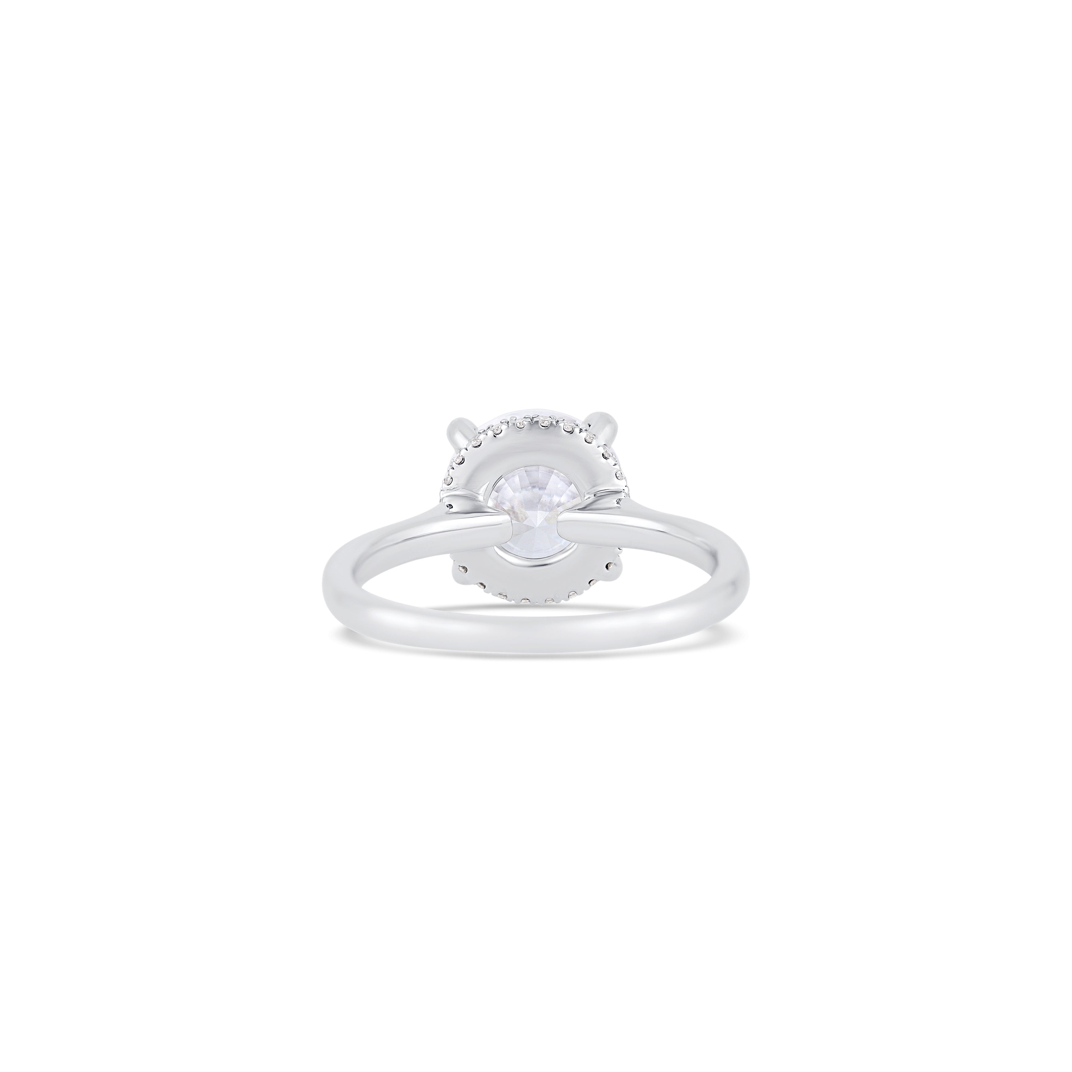 14K White Gold Four-Prong Hidden Halo Diamond Engagement Ring Setting