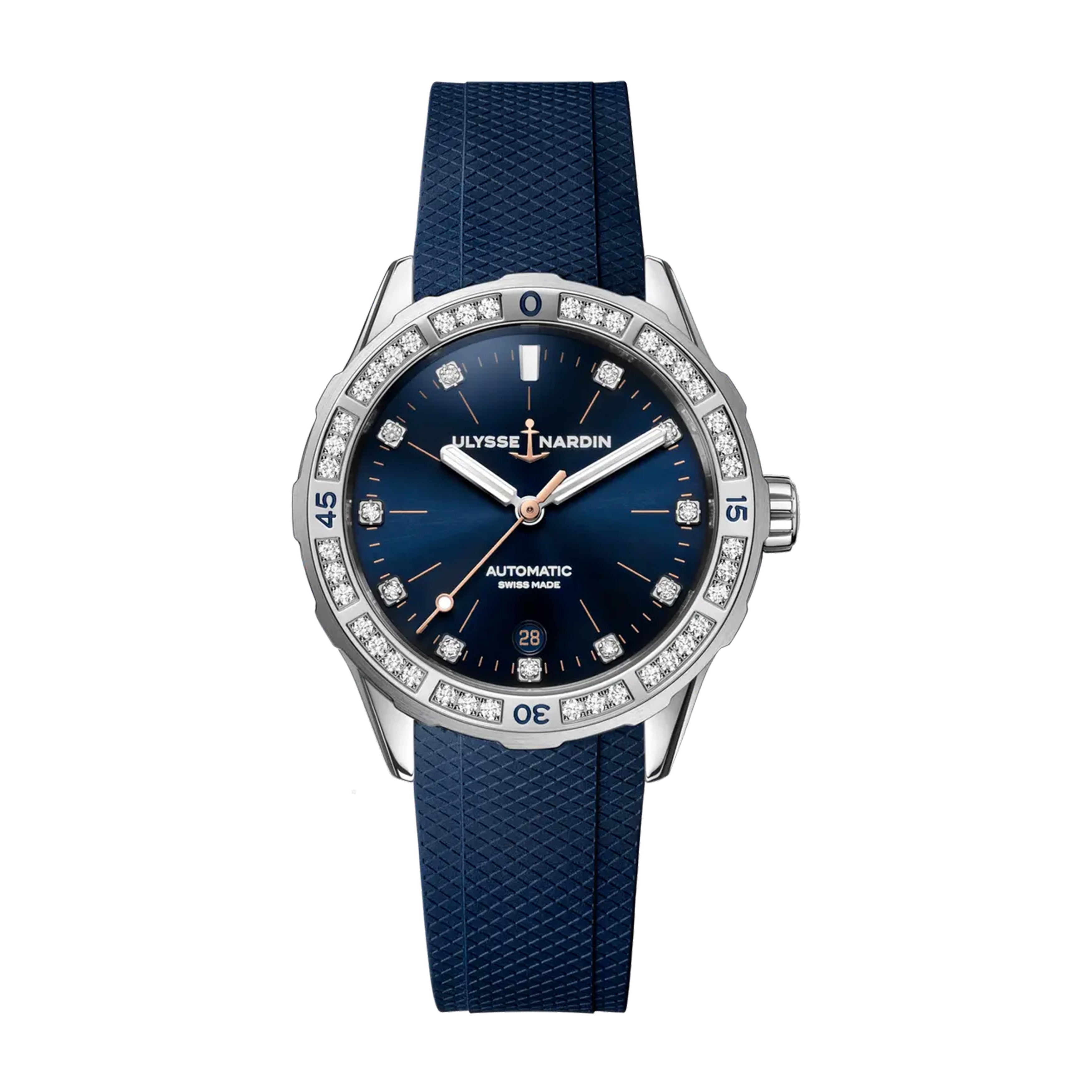Ulysse Nardin Lady Diver Watch, 39mm Blue Dial, 8163-182B-3/13