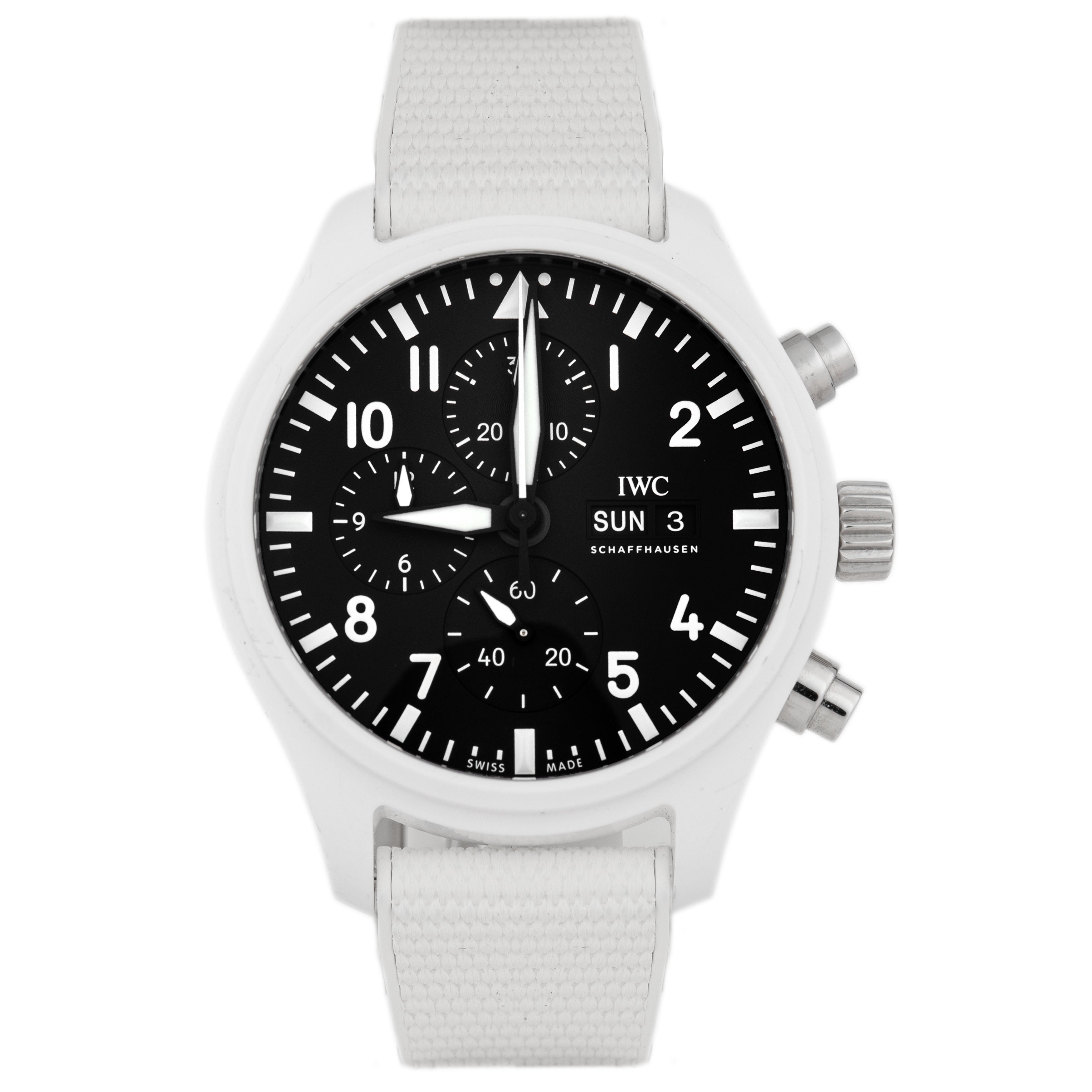 IWC Pilot's Watch Chronograph Top Gun Lake Tahoe Ceramic Black Dial 44mm IW389105 Full Set