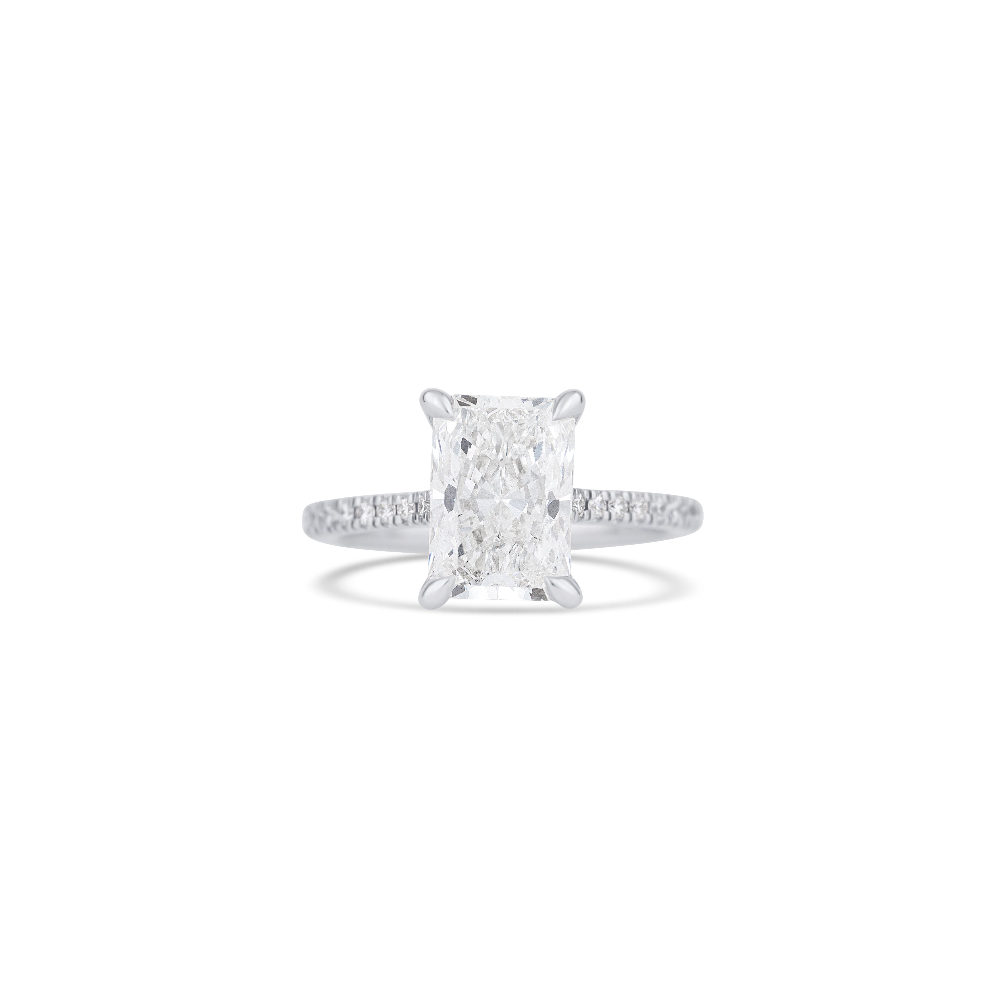 14K White Gold Lab Grown Radiant Diamond Pave Halo Engagement Ring