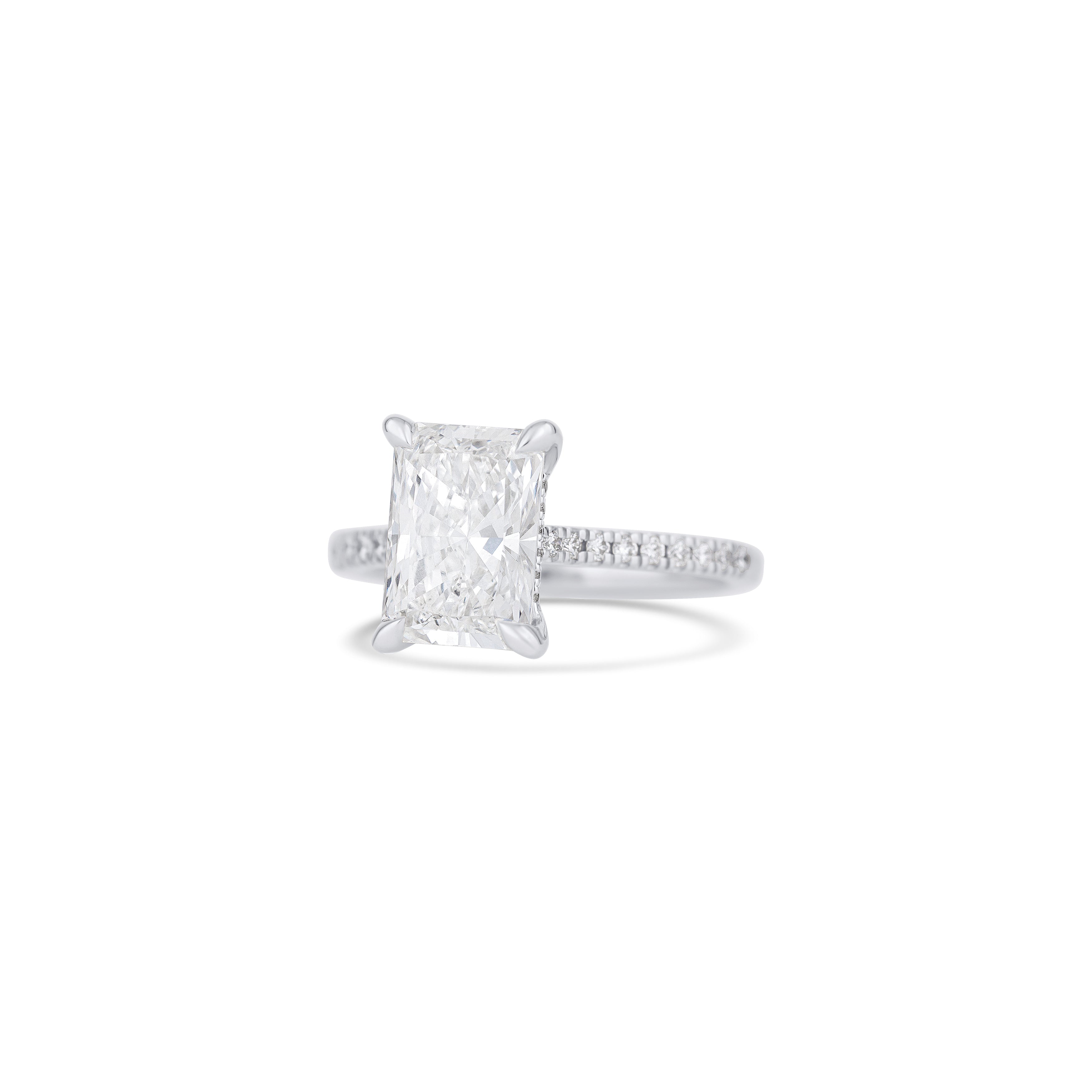 14K White Gold Lab Grown Radiant Diamond Pave Halo Engagement Ring