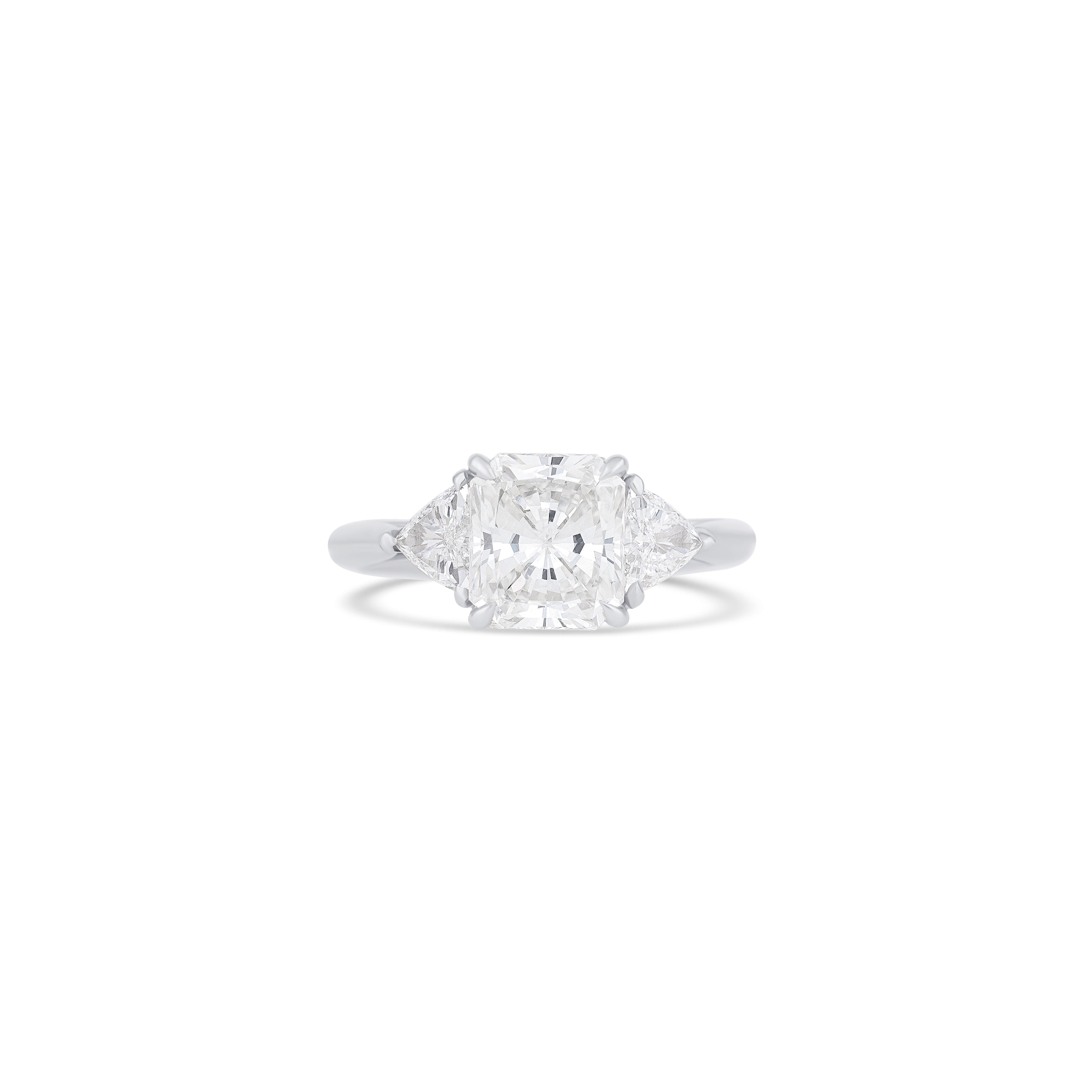 Platinum Radiant Diamond Three Stone Engagement Ring