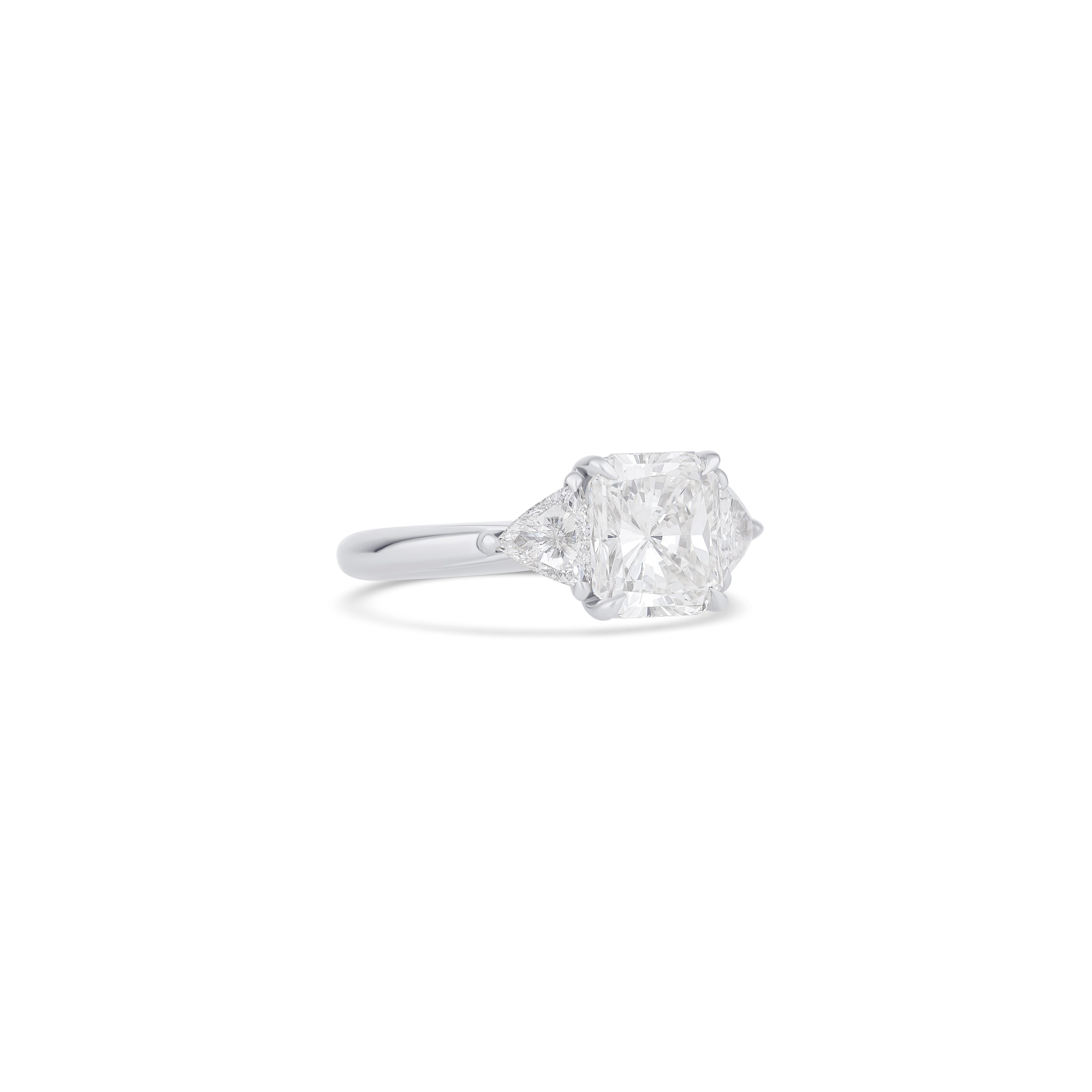 Platinum Radiant Diamond Three Stone Engagement Ring