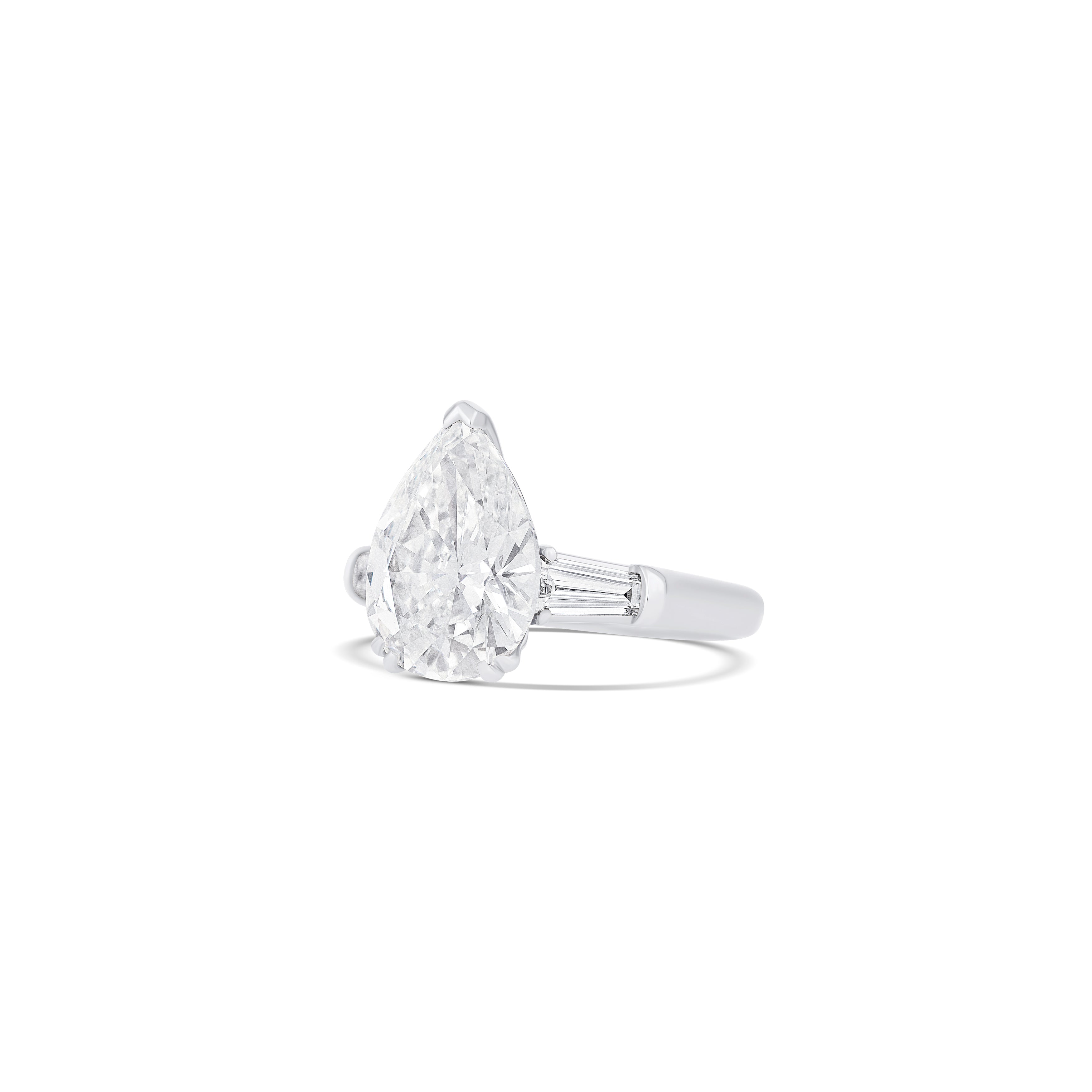 Platinum Pear Diamond Three Stone Engagement Ring