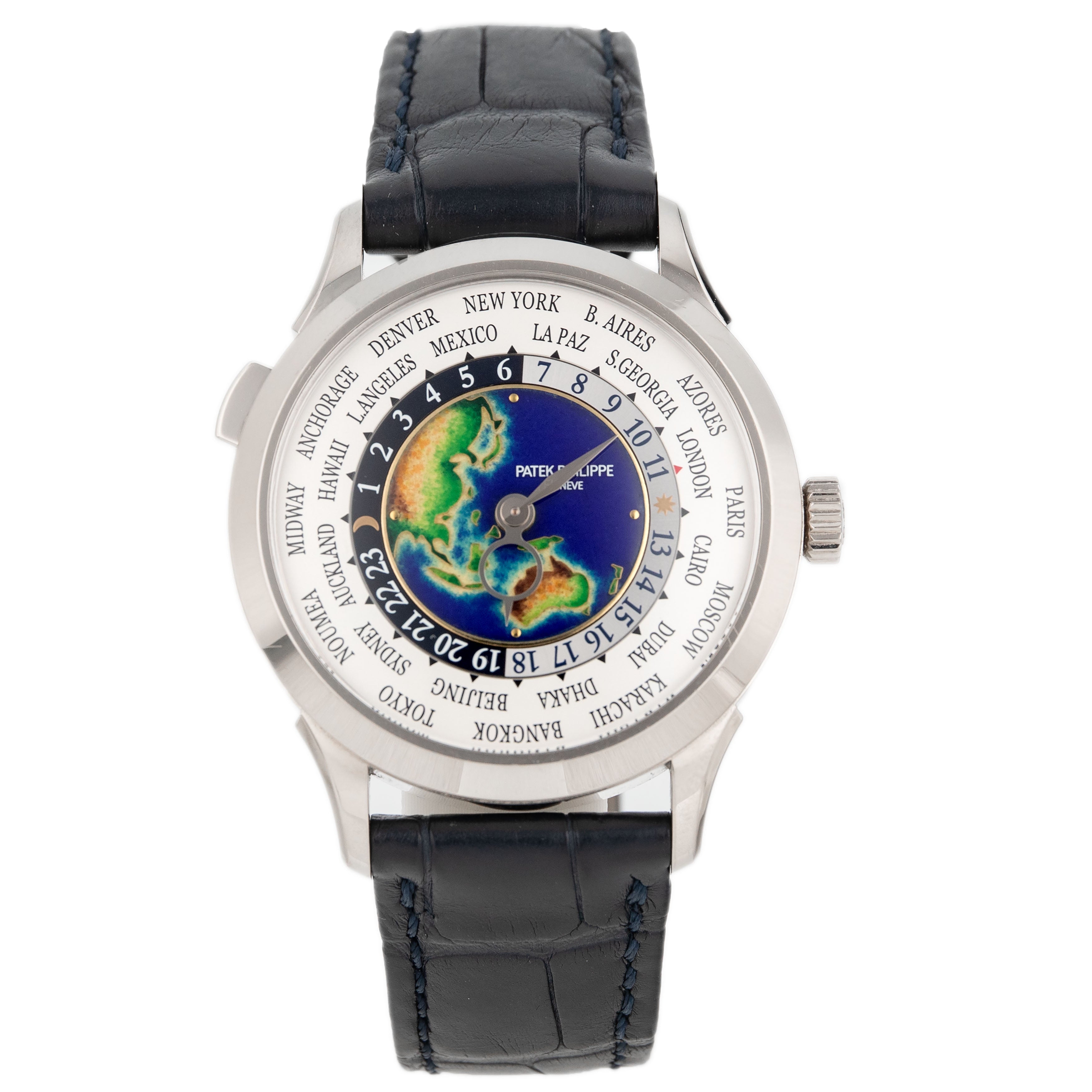 Patek Philippe World Time Rare Handcrafts White Gold Enamel Dial 38.5mm 5231G-001 Full Set