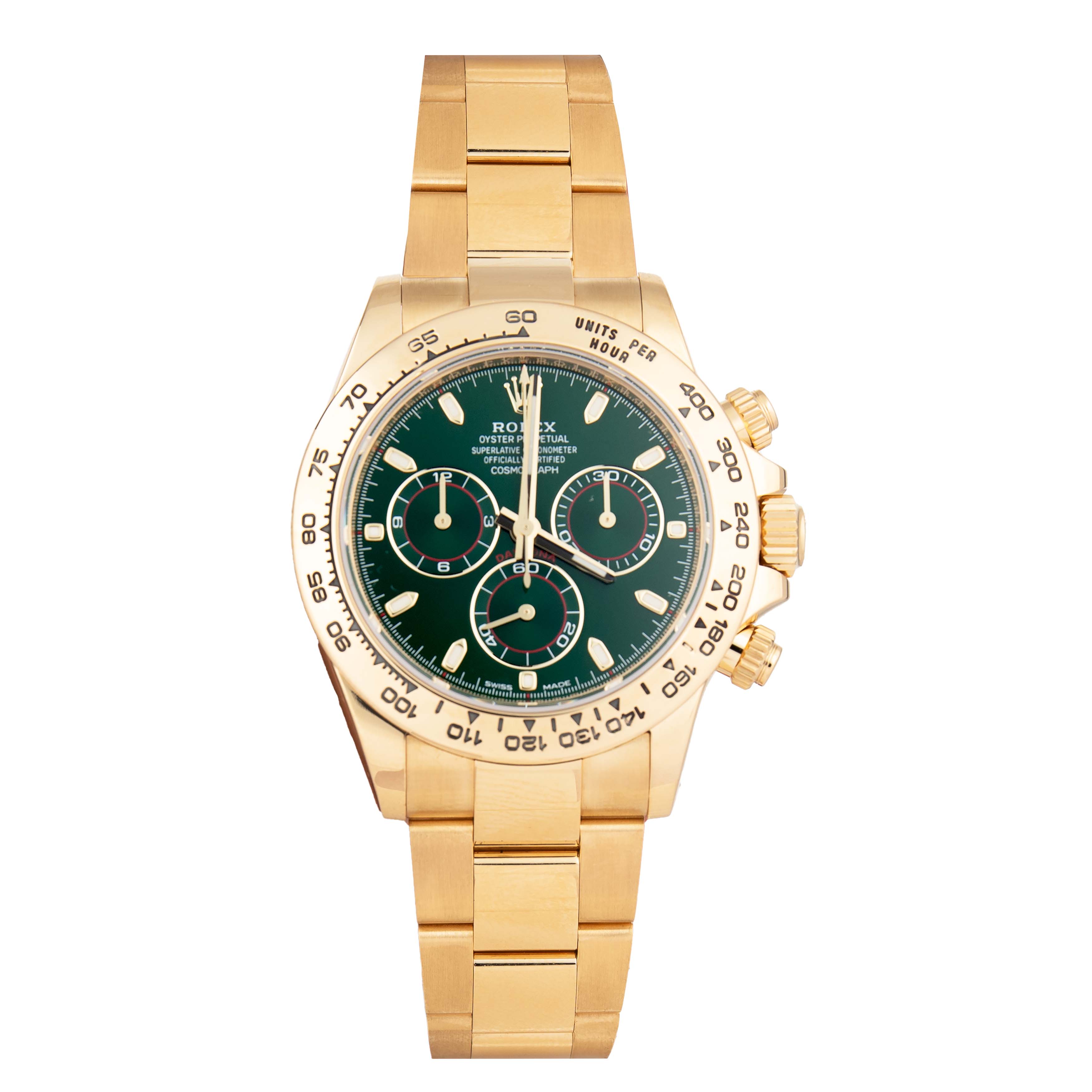Rolex Daytona Cosmograph John Mayer Yellow Gold Green Dial 40mm 116508