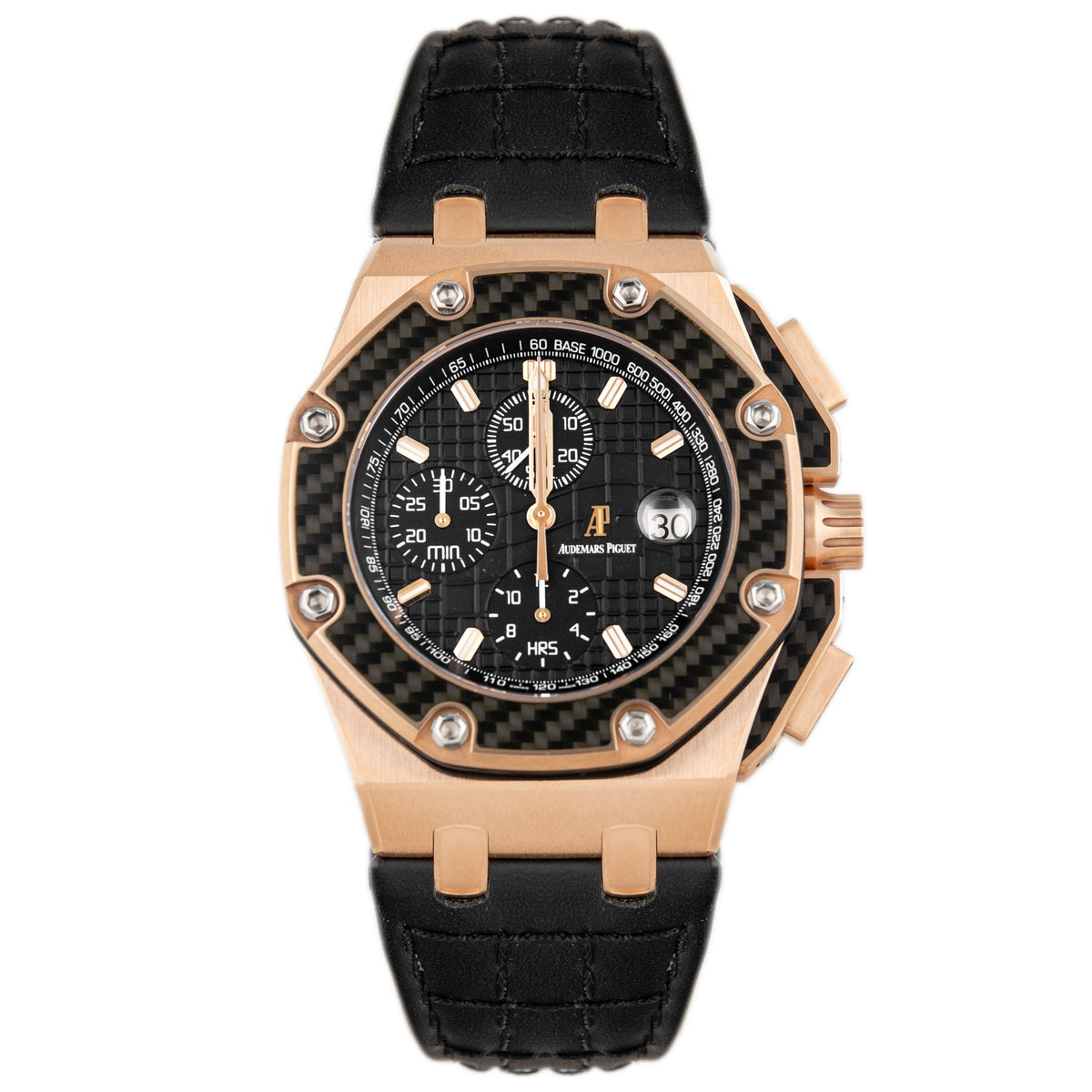 Audemars Piguet Royal Oak Offshore Chronograph Juan Pablo Montoya Rose Gold Black Dial 45mm 26030RO.OO.D021IN.01 Full Set