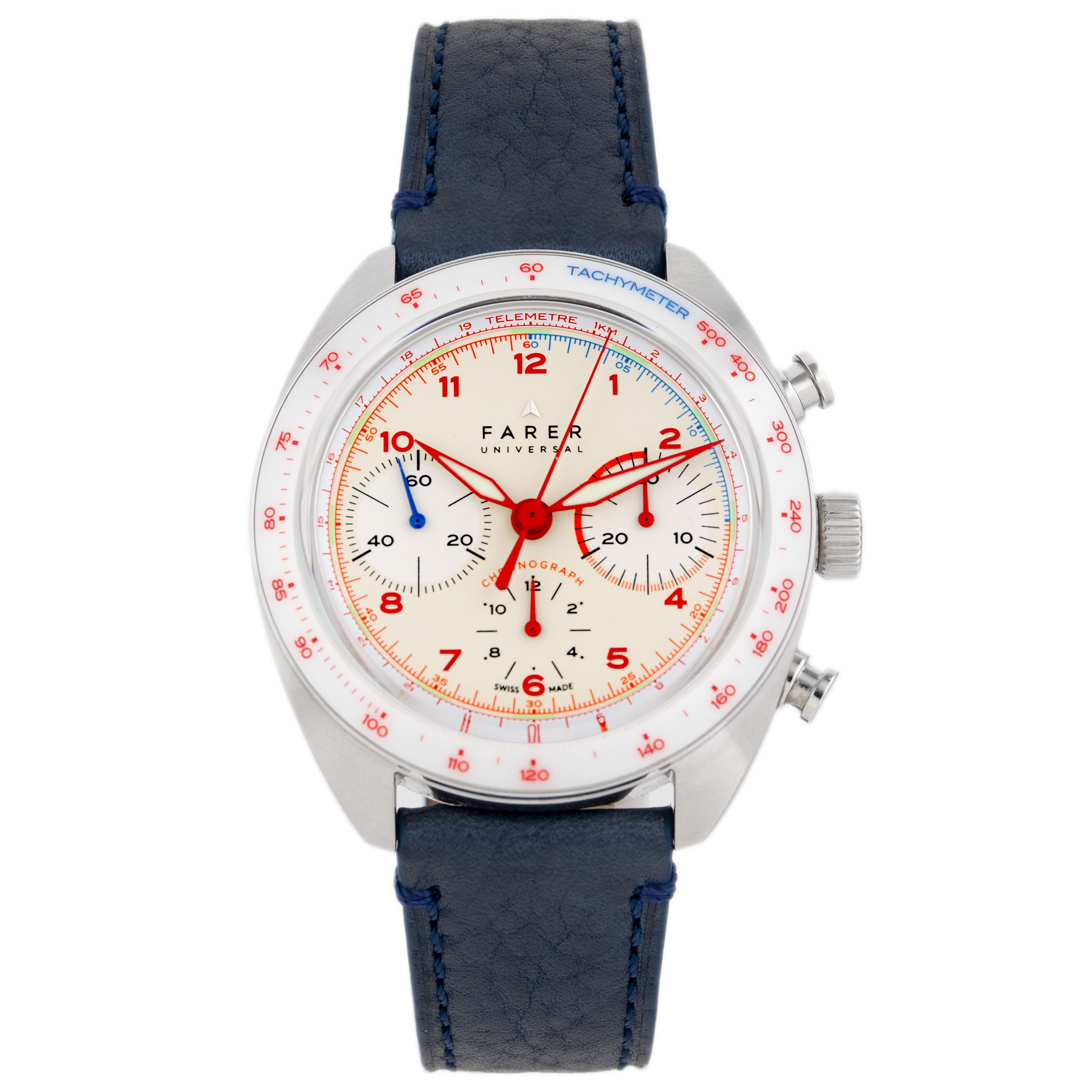 Farer Bernina Chrono Sport Stainless Steel White Dial 41mm Full Set