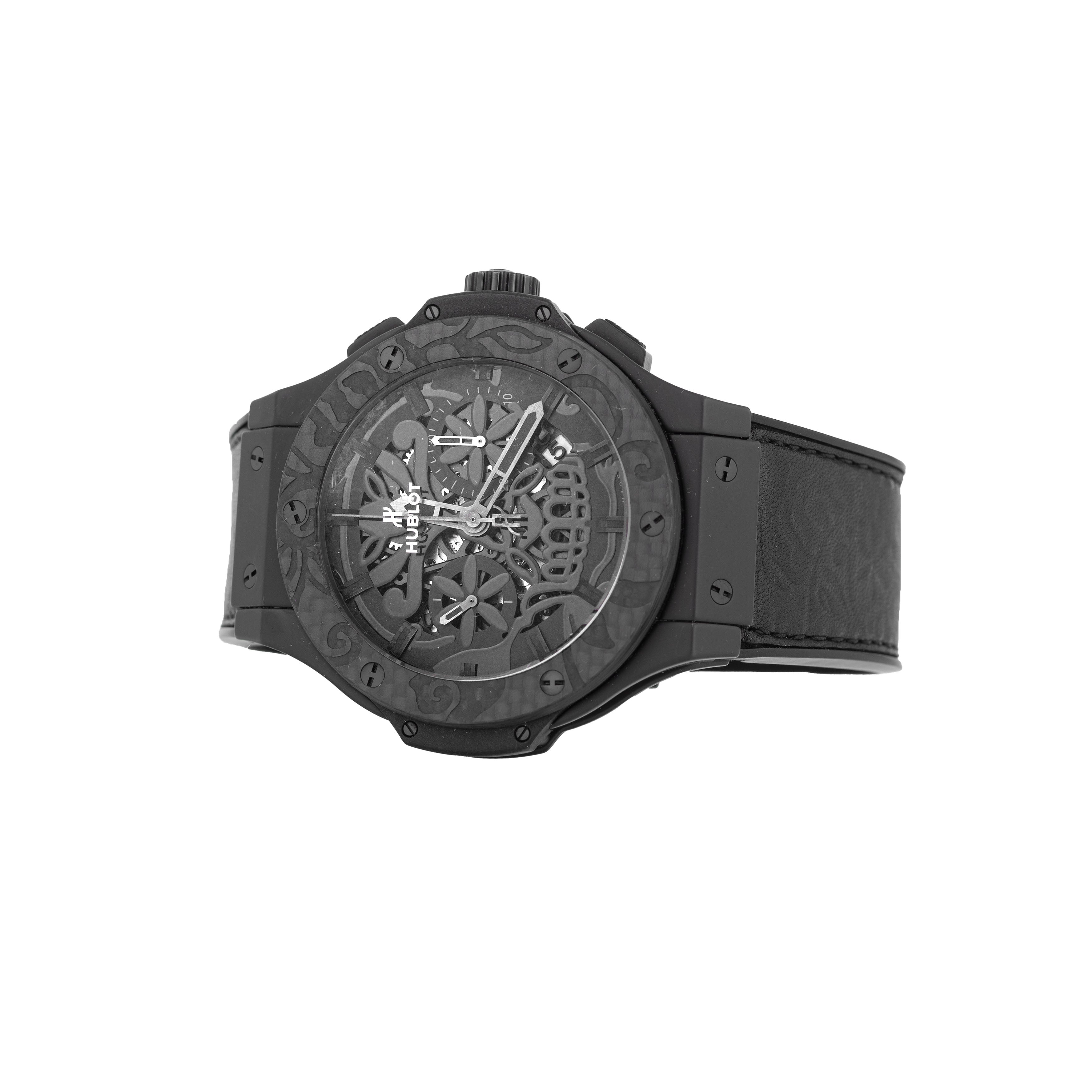 Hublot Big Bang Aero Bang Sugar Skull Ceramic Black Dial 44mm 311.CQ.1110.VR.FDK15 Full Set