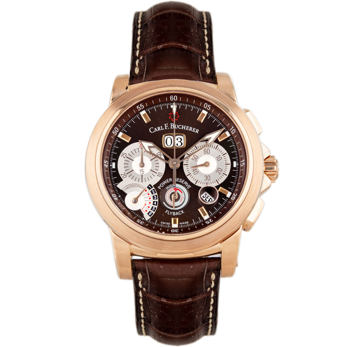 Carl F. Bucherer Patravi Annual Calendar Rose Gold Brown Dial 44mm 10623.03