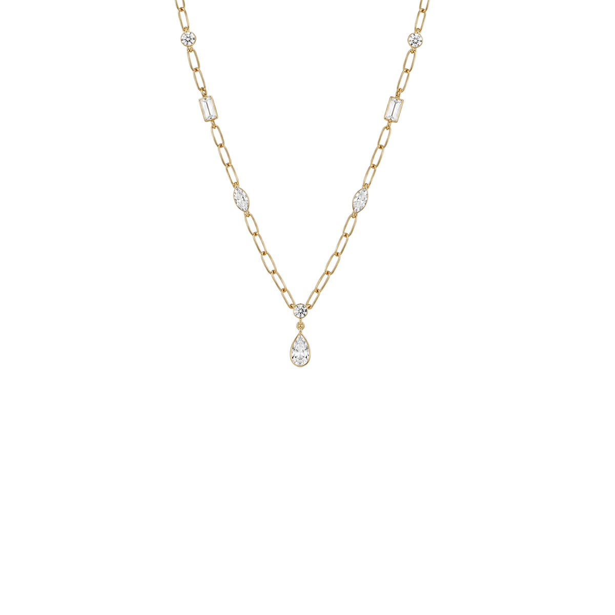 18k Yellow Gold Multi Shape Diamond Necklace