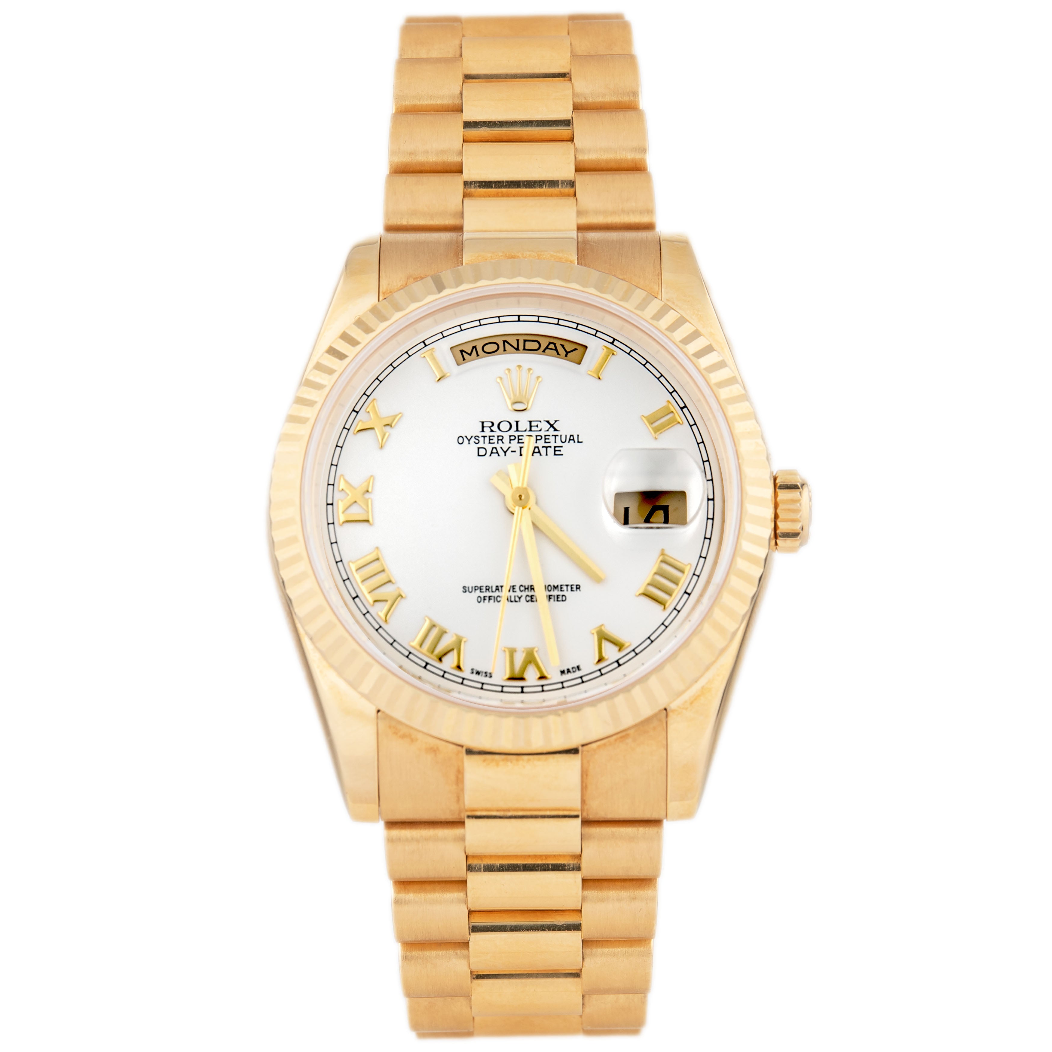 Rolex Day-Date 36 Yellow Gold White Dial 36mm 118206
