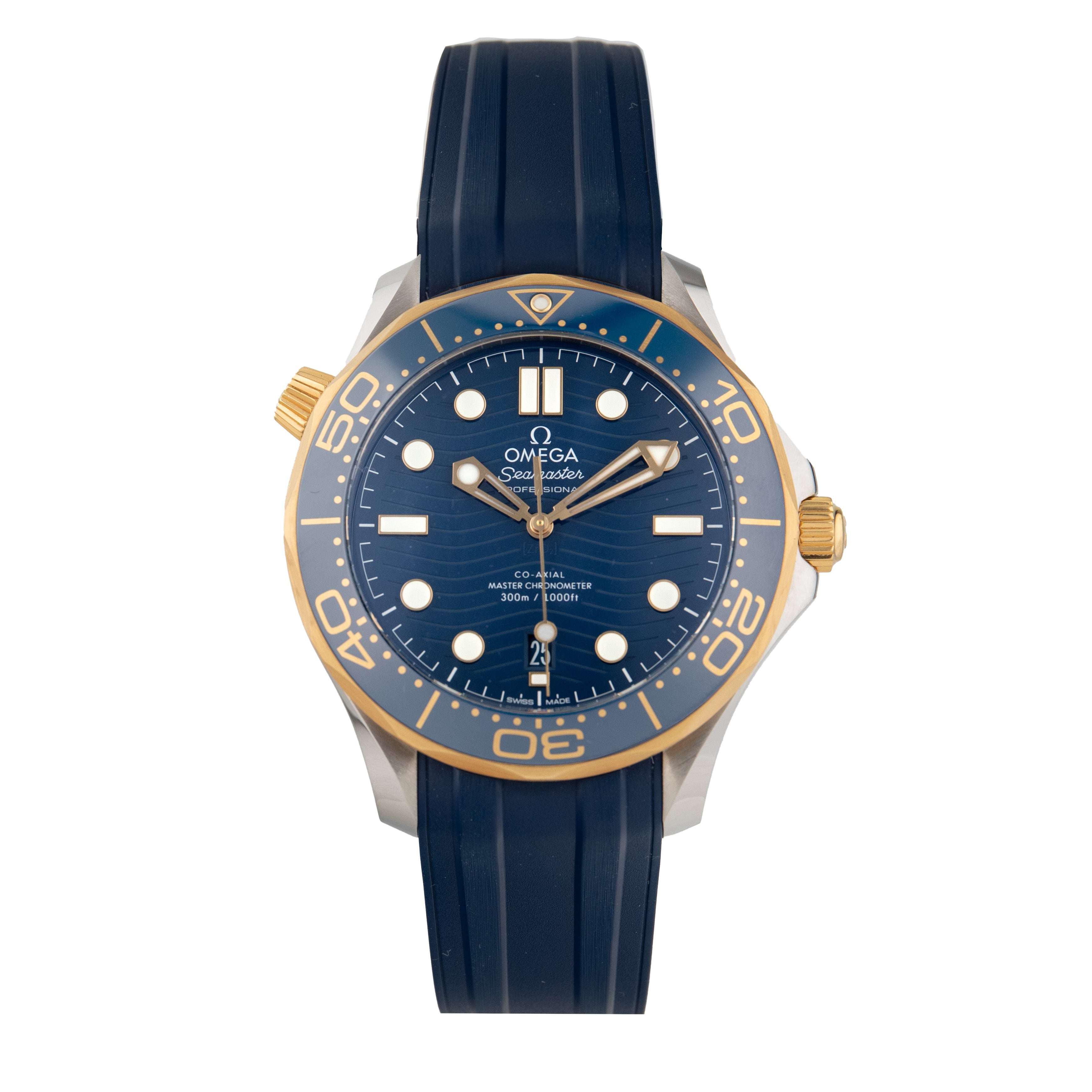 Omega Seamaster Diver 300M Stainless Steel & Yellow Gold Blue Dial 42mm 210.22.42.20.03.001 Full Set
