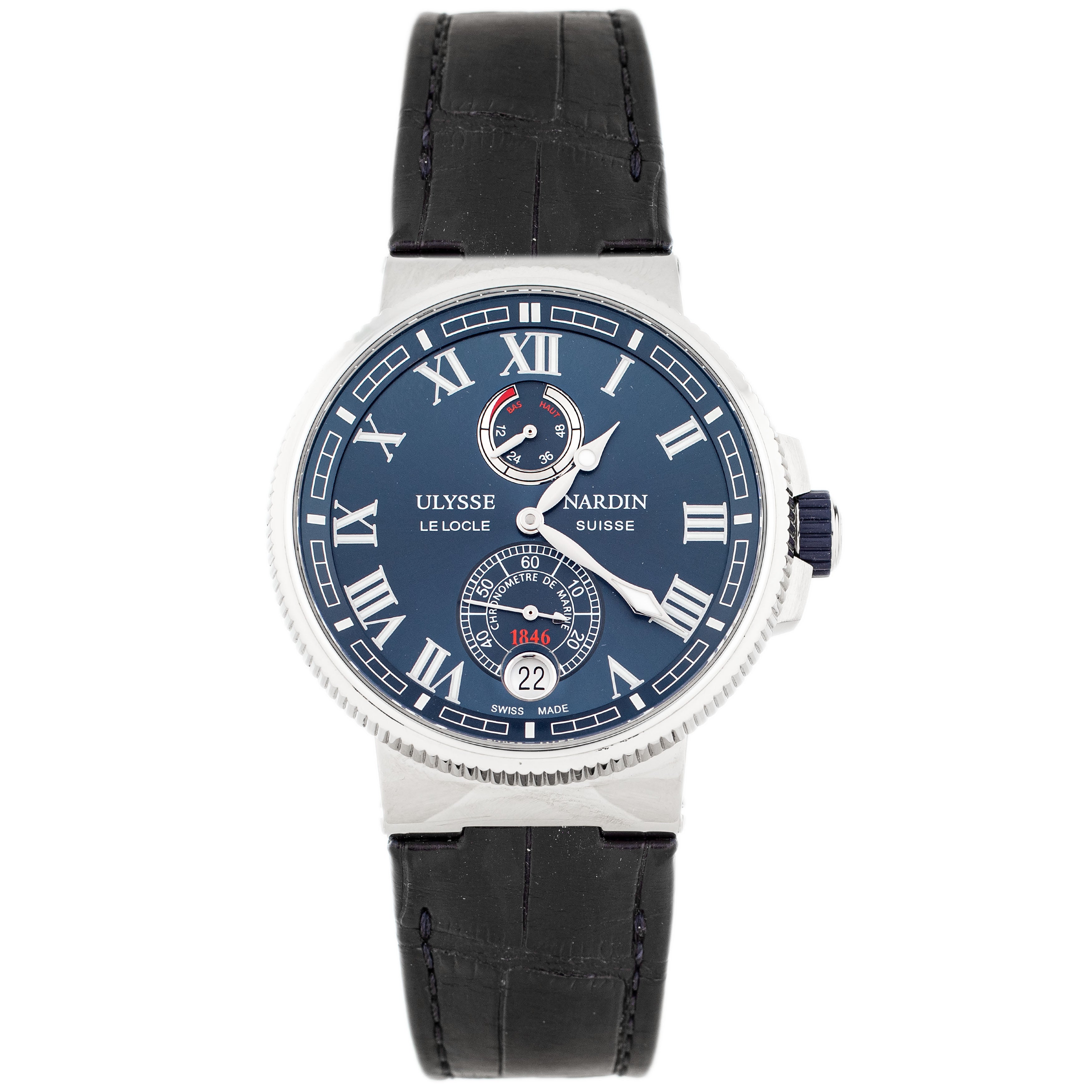 Ulysse Nardin Marine Chronometer Manufacture Stainless Steel Blue Dial 43mm 1183-126