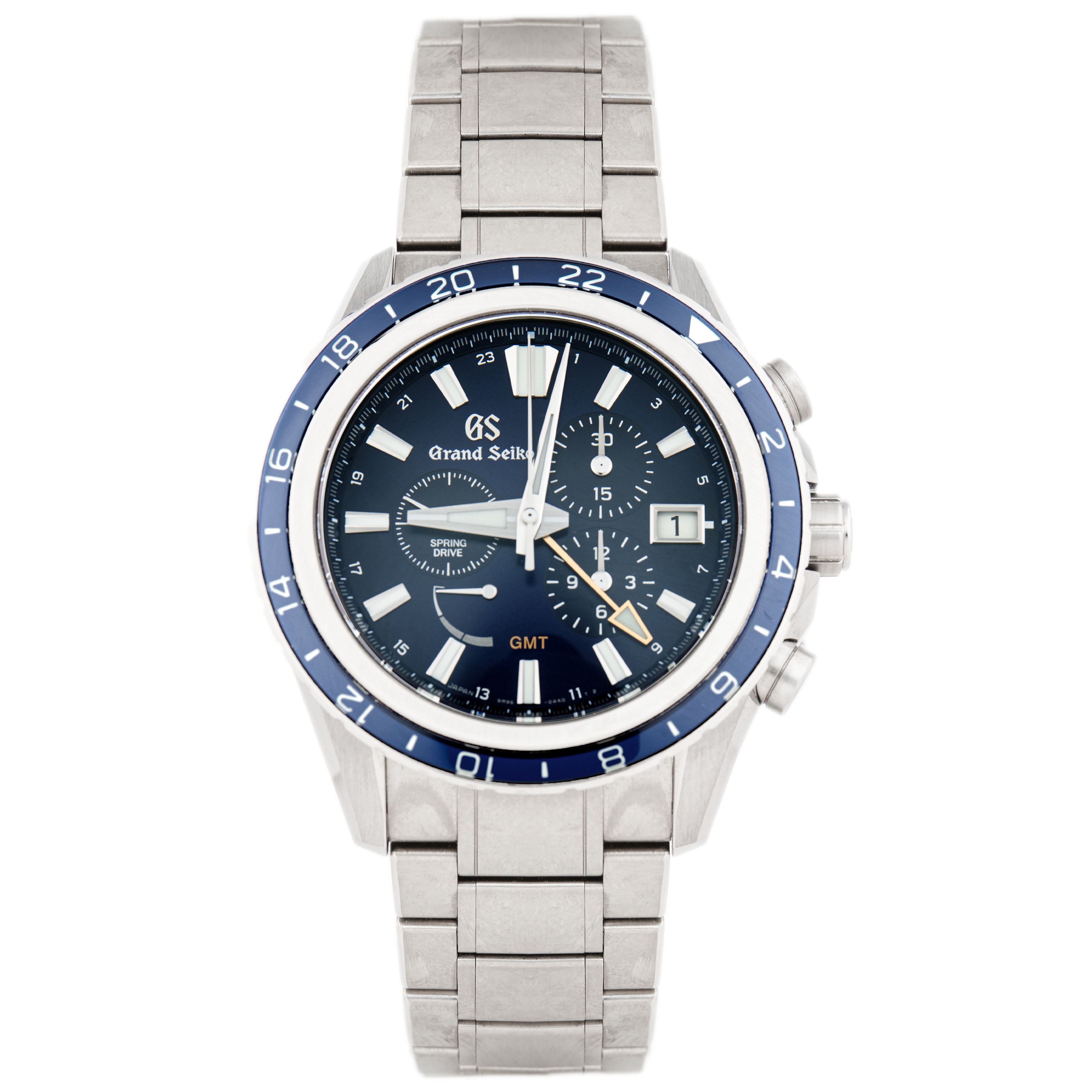 Grand Seiko Evolution 9 Limited-Edition Spring Drive Chronograph Titanium Blue Dial 45.3mm SBGC249 Full Set