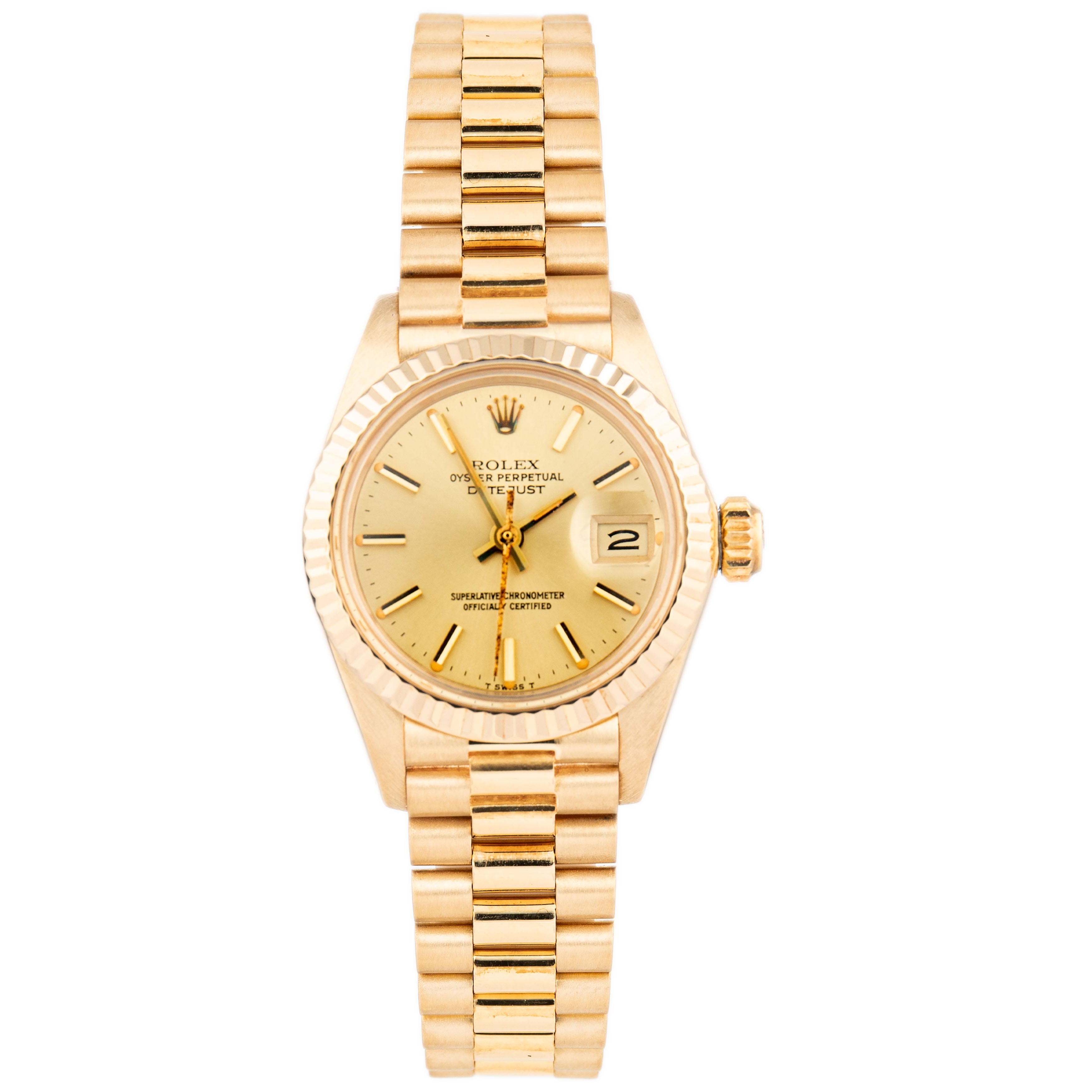 Rolex Lady Datejust President Bracelet Yellow Gold Gold Dial 26mm 6917/8