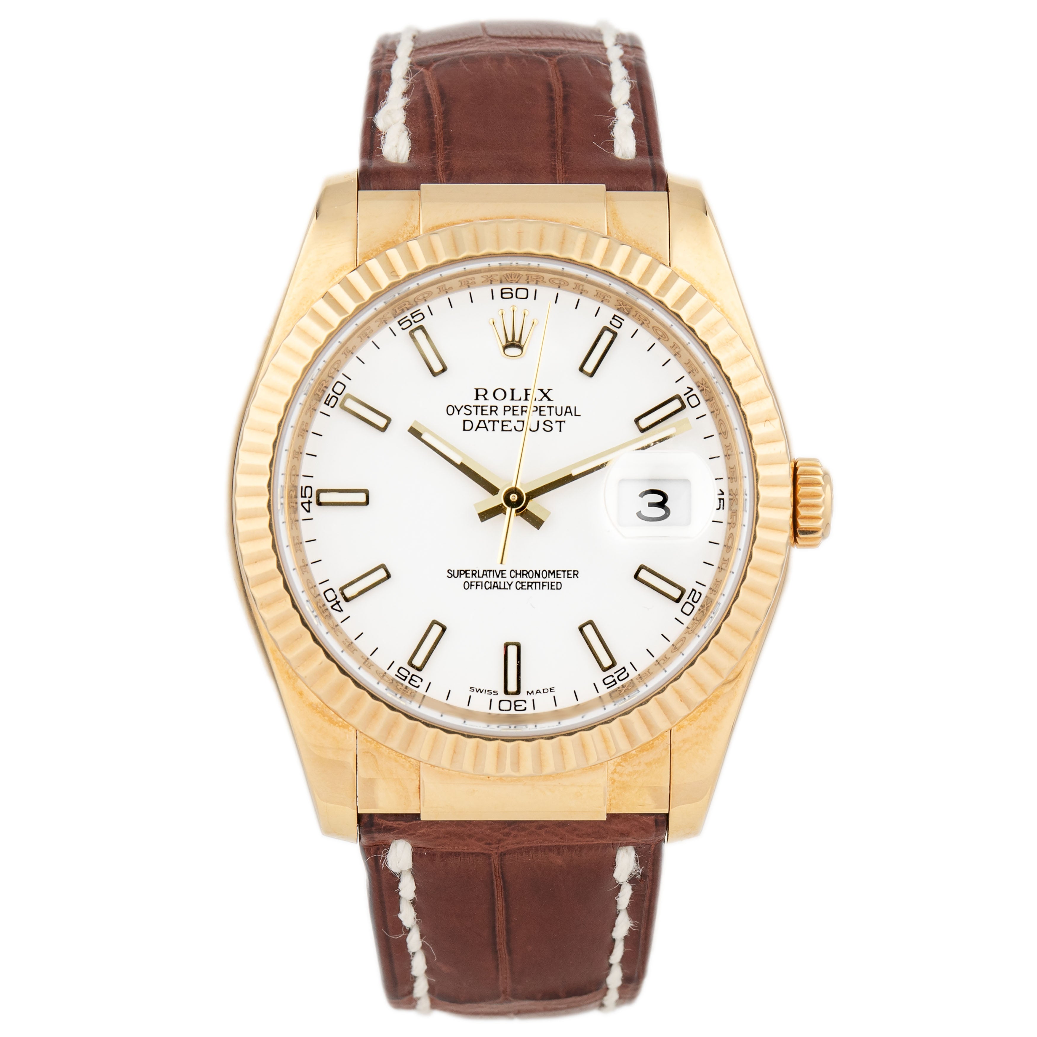Rolex Datejust 36 Yellow Gold White Dial 36mm 116138