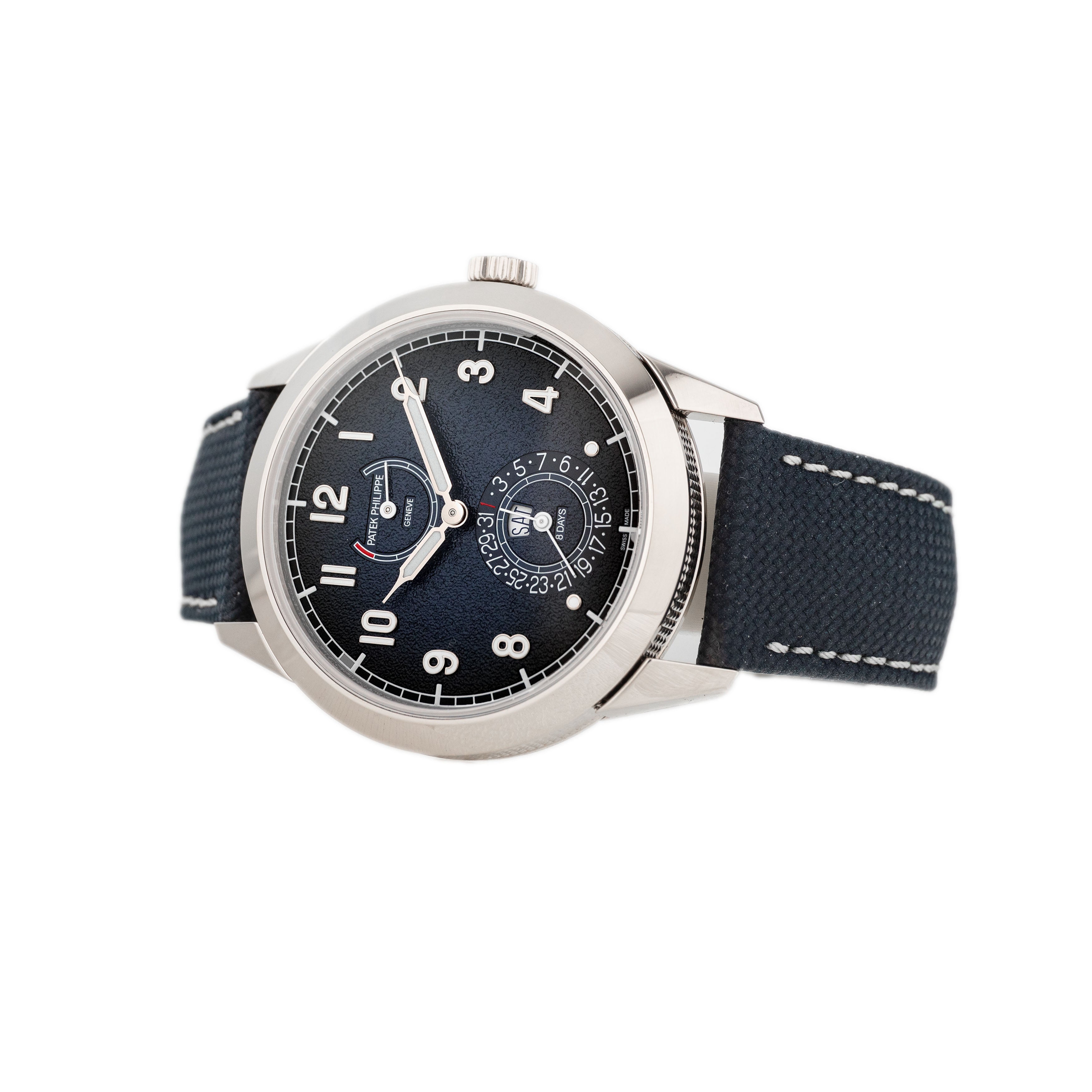 Patek Philippe Complications Calatrava White Gold Blue Dial 41mm 5328G-001 Full Set