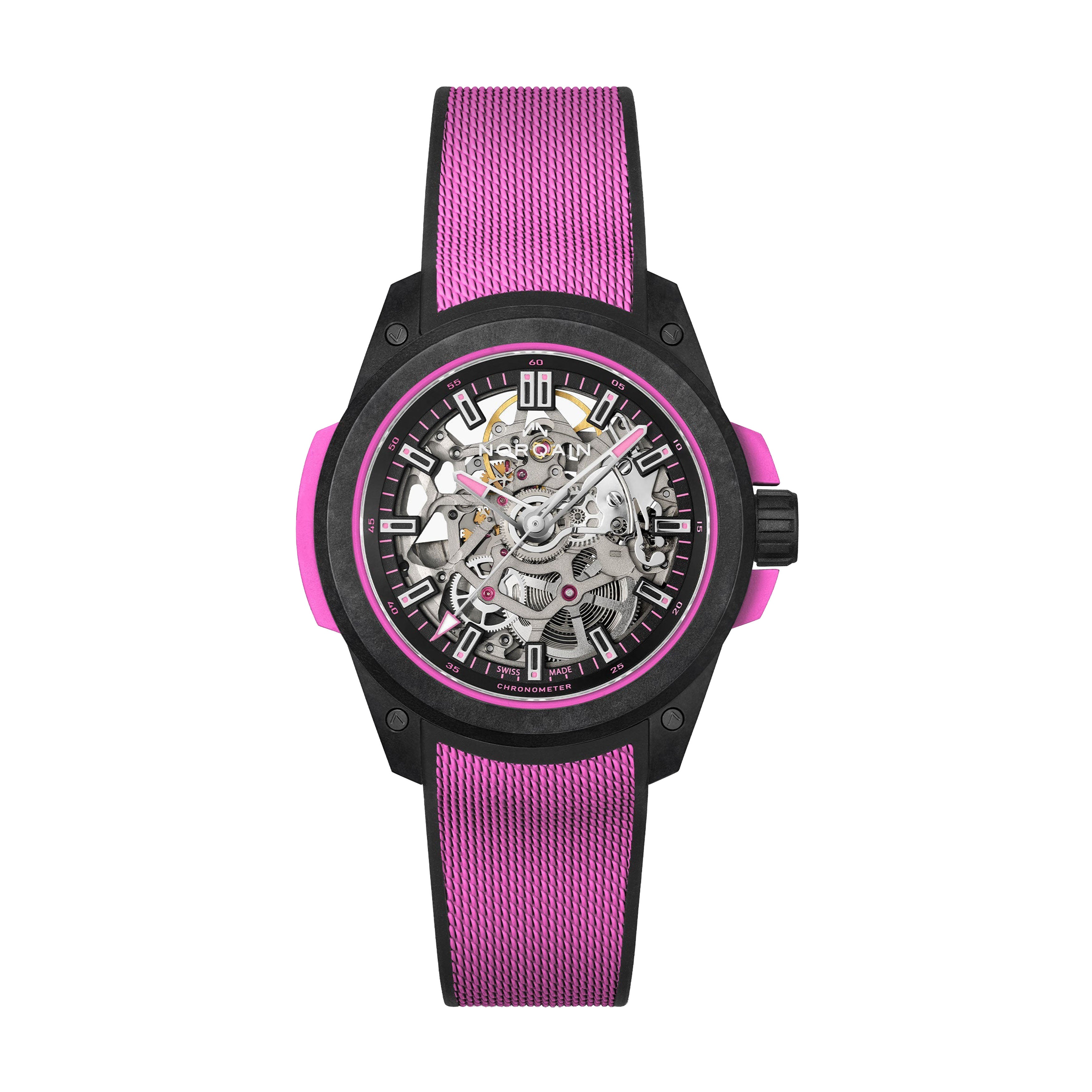 Norqain Independence Wild One Hyper Pink Watch, 39mm Skeleton Dial, N3001.07Q04.B03.R03