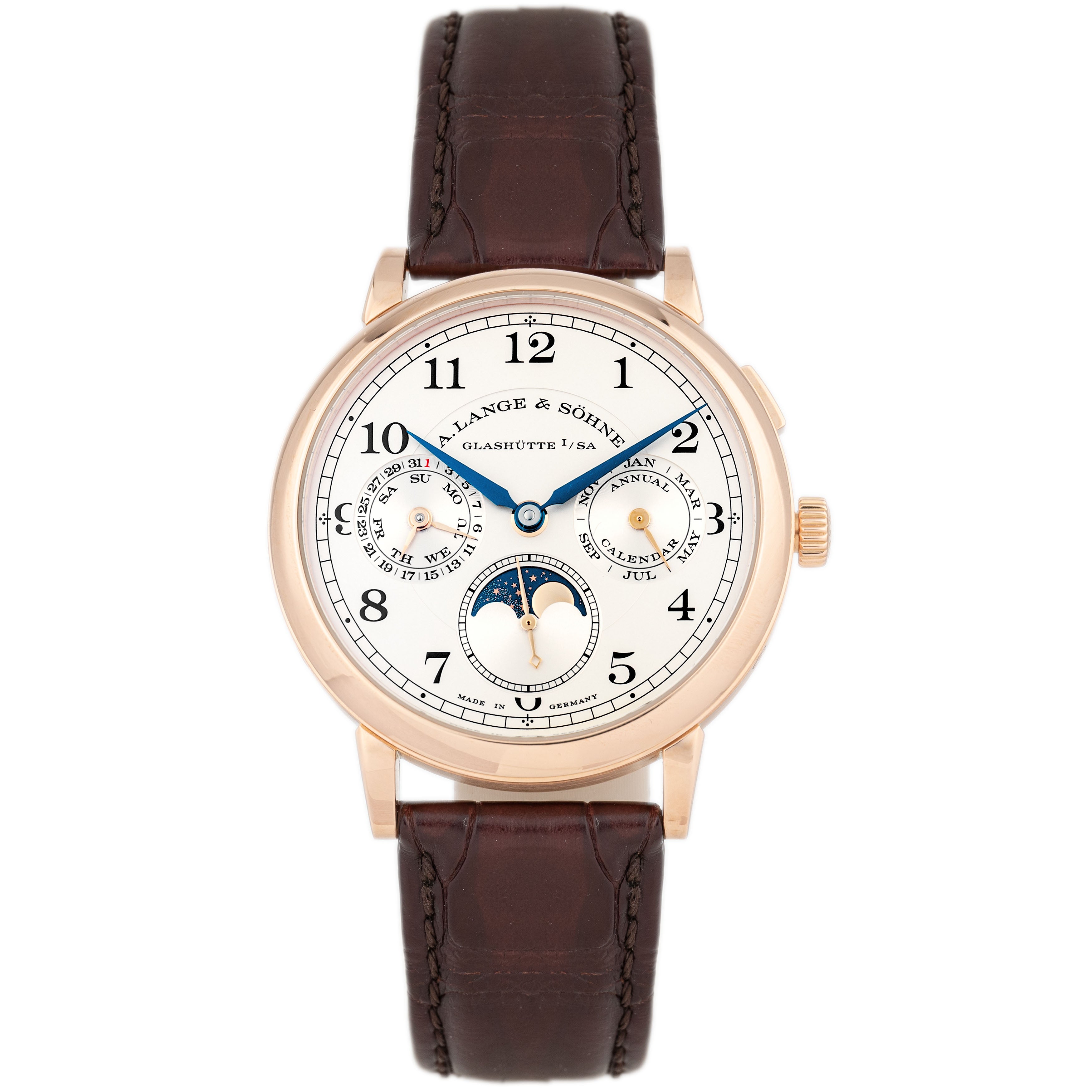 A. Lange & Sohne 1815 Annual Calendar Rose Gold Silver Dial 40mm 238.032E Full Set