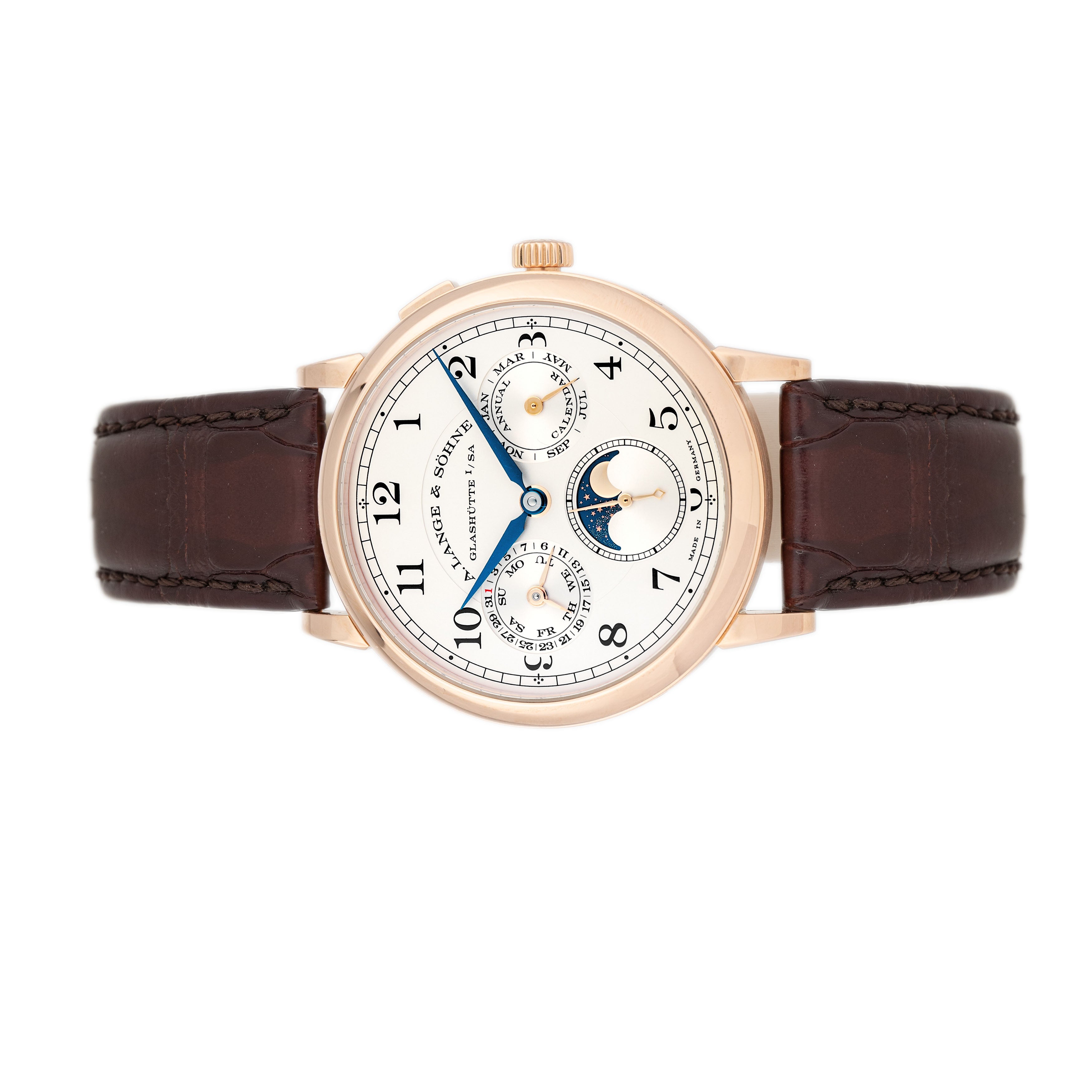 A. Lange & Sohne 1815 Annual Calendar Rose Gold Silver Dial 40mm 238.032E Full Set