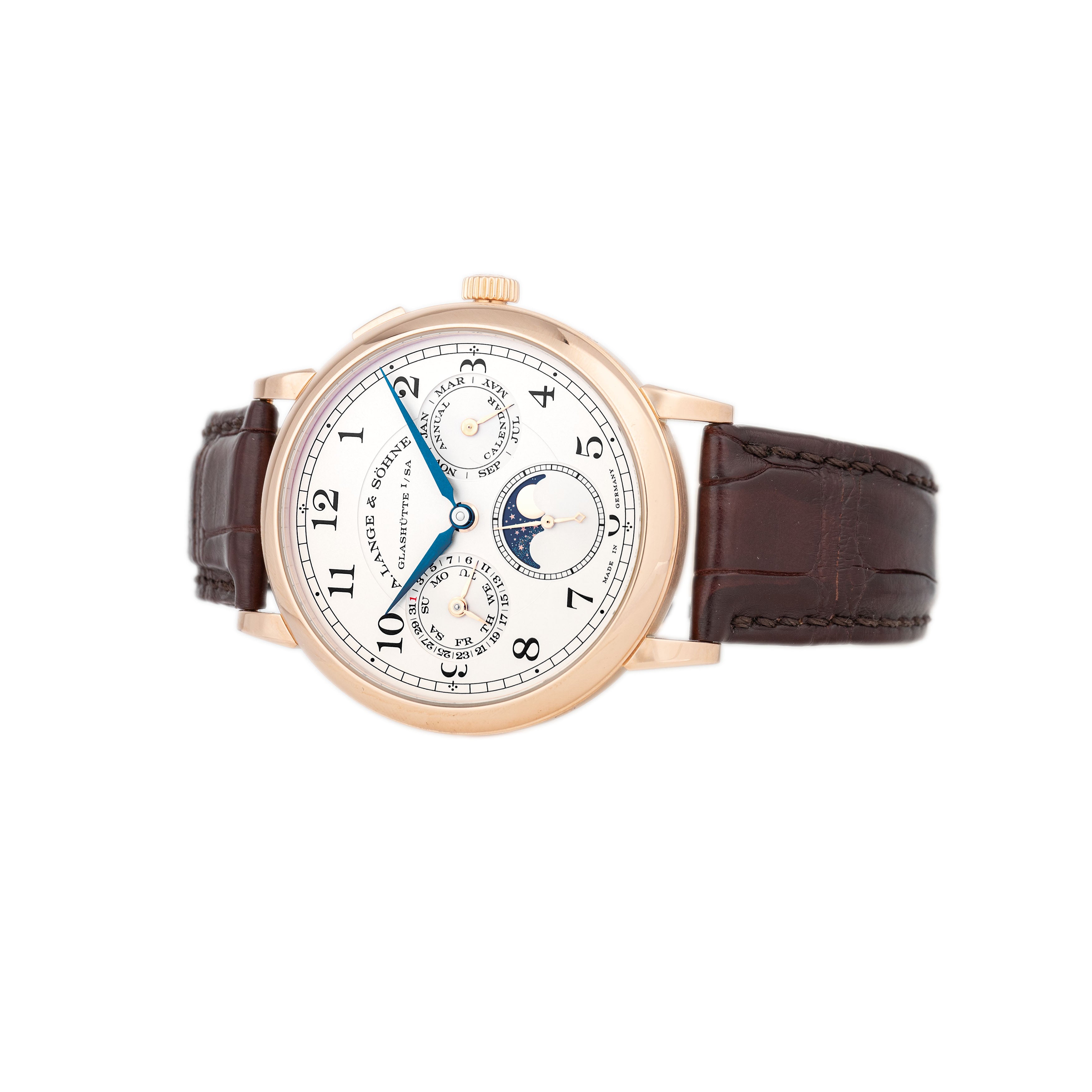 A. Lange & Sohne 1815 Annual Calendar Rose Gold Silver Dial 40mm 238.032E Full Set