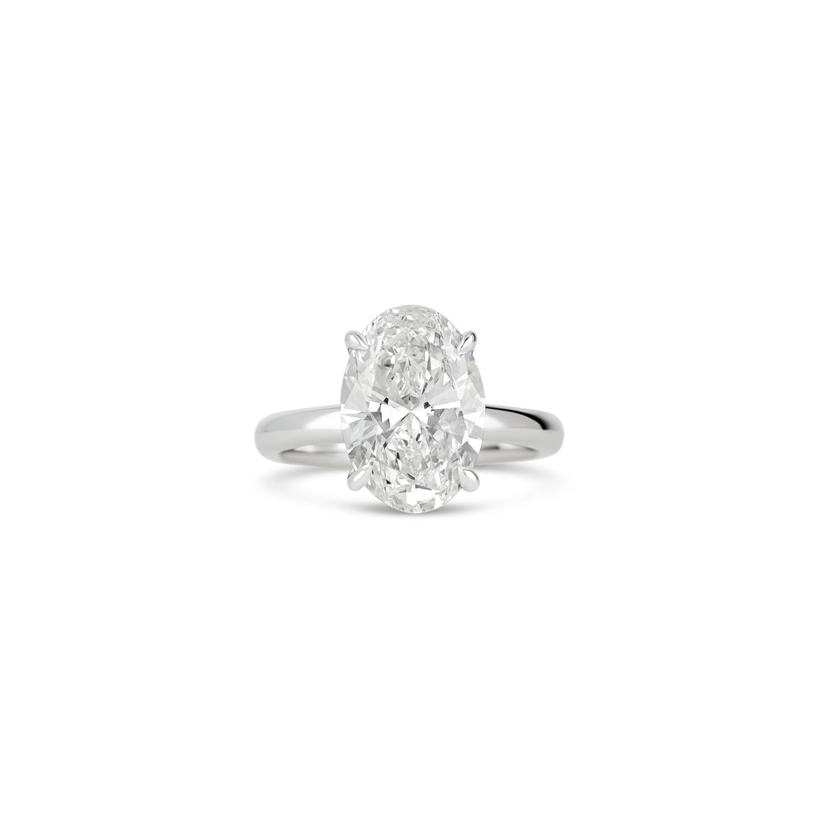 14k White Gold 5.11ct Lab Grown Oval Diamond Solitaire Engagement Ring