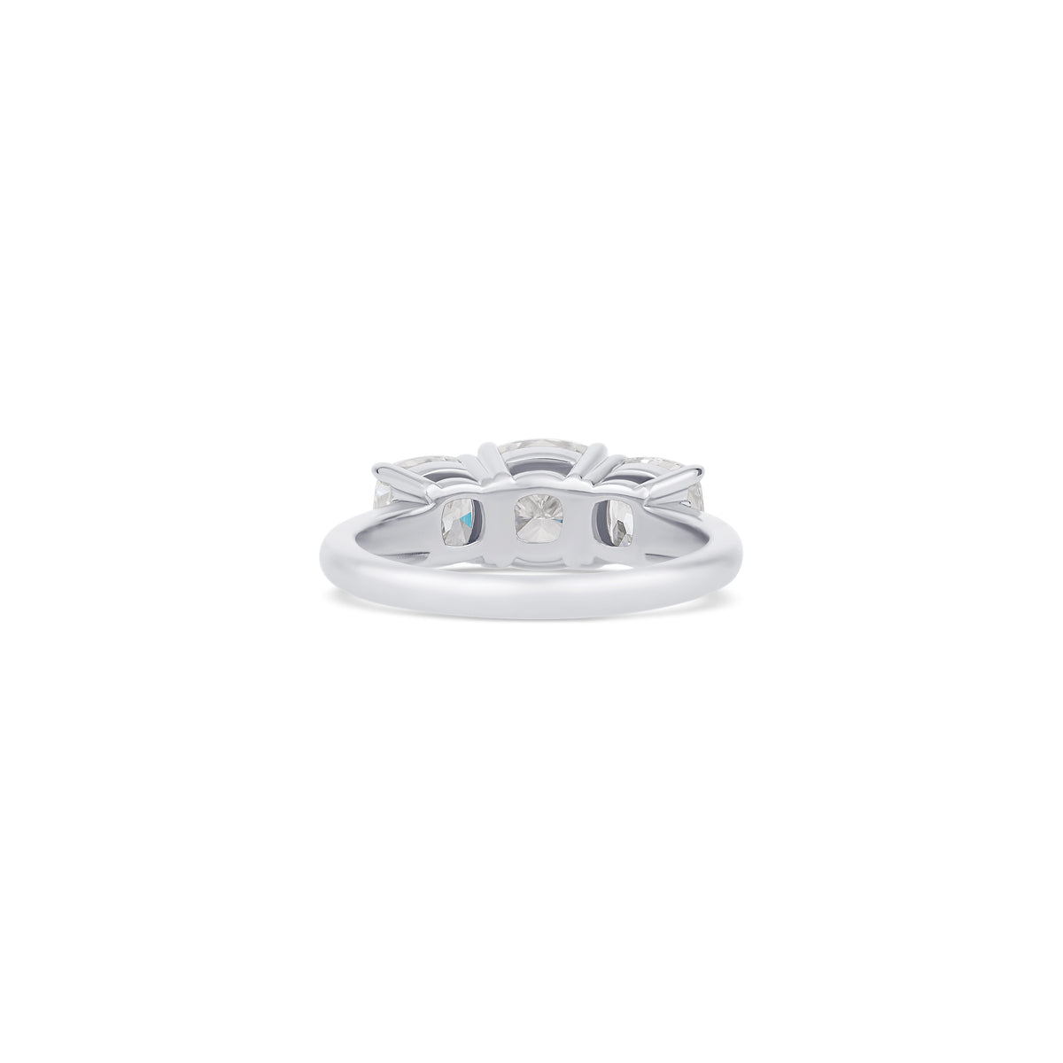 14K White Gold Cushion Diamond Three Stone Engagement Ring