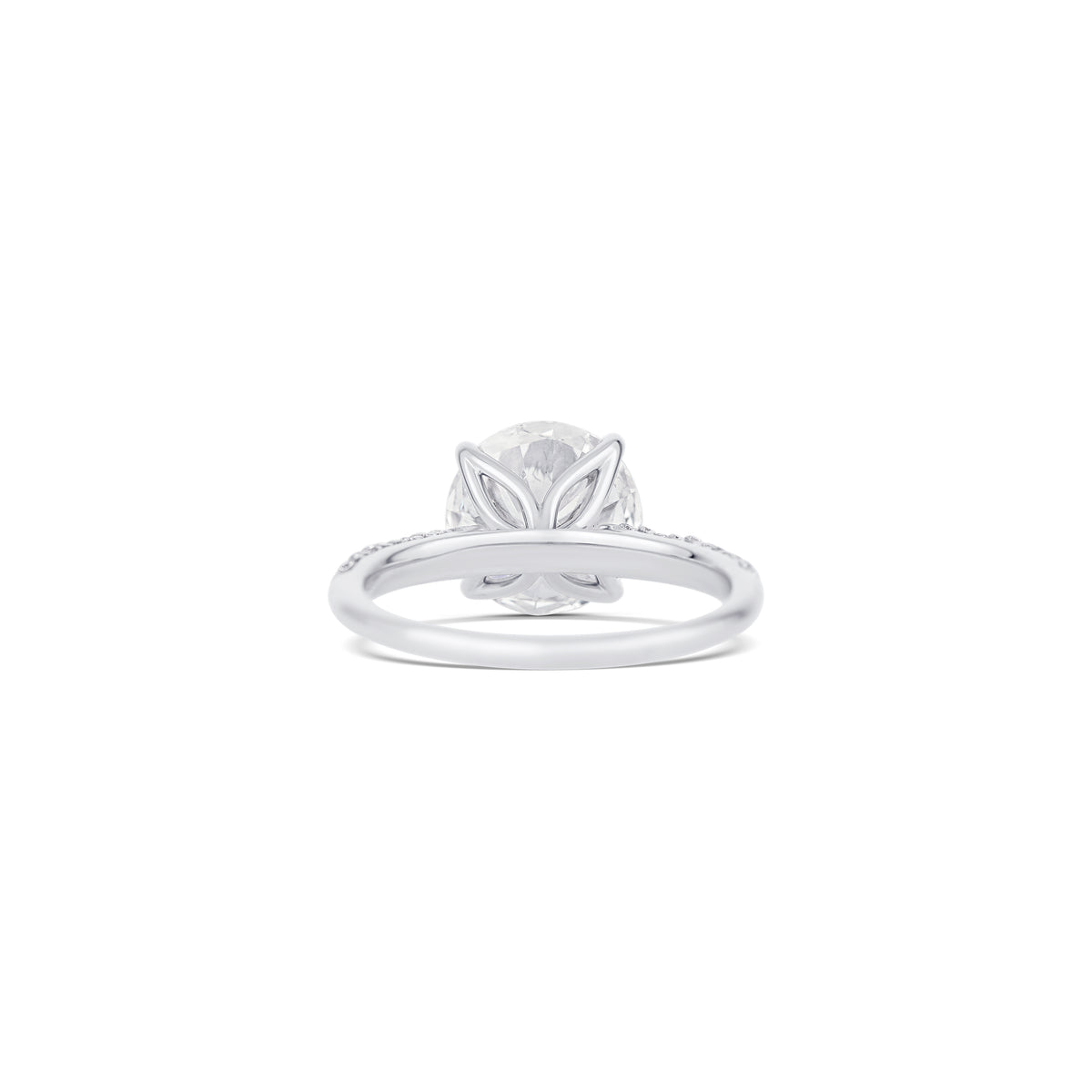 14K White Gold Round Diamond Three-Row Pave Engagement Ring