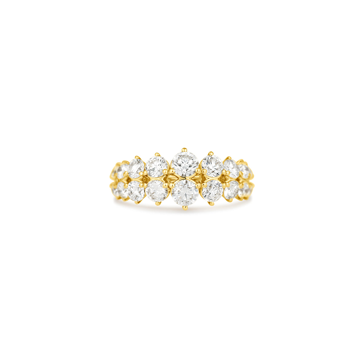 18k Yellow Gold Two-Row Graduated Diamond Ring