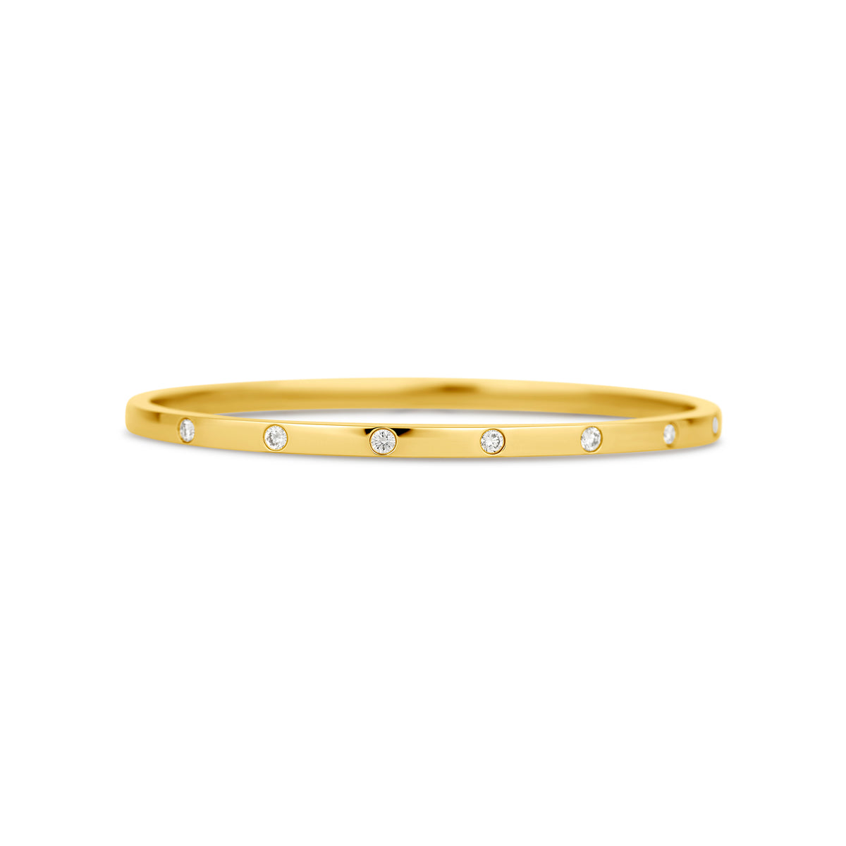 18k Yellow Gold Round Brilliant Diamond Bangle