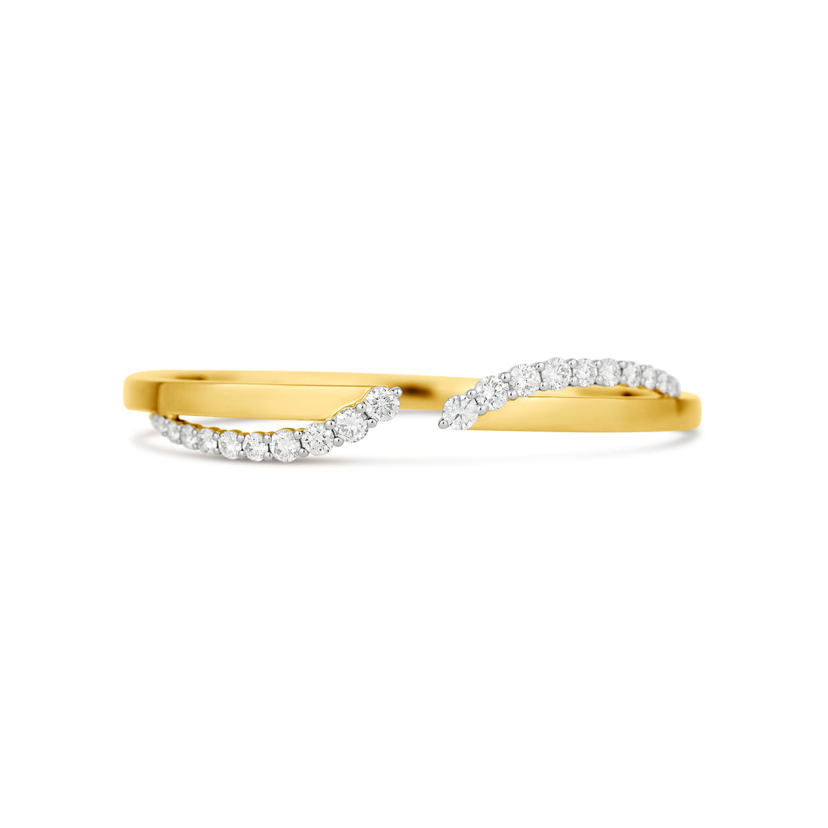 18k Yellow Gold Diamond Wave Bangle