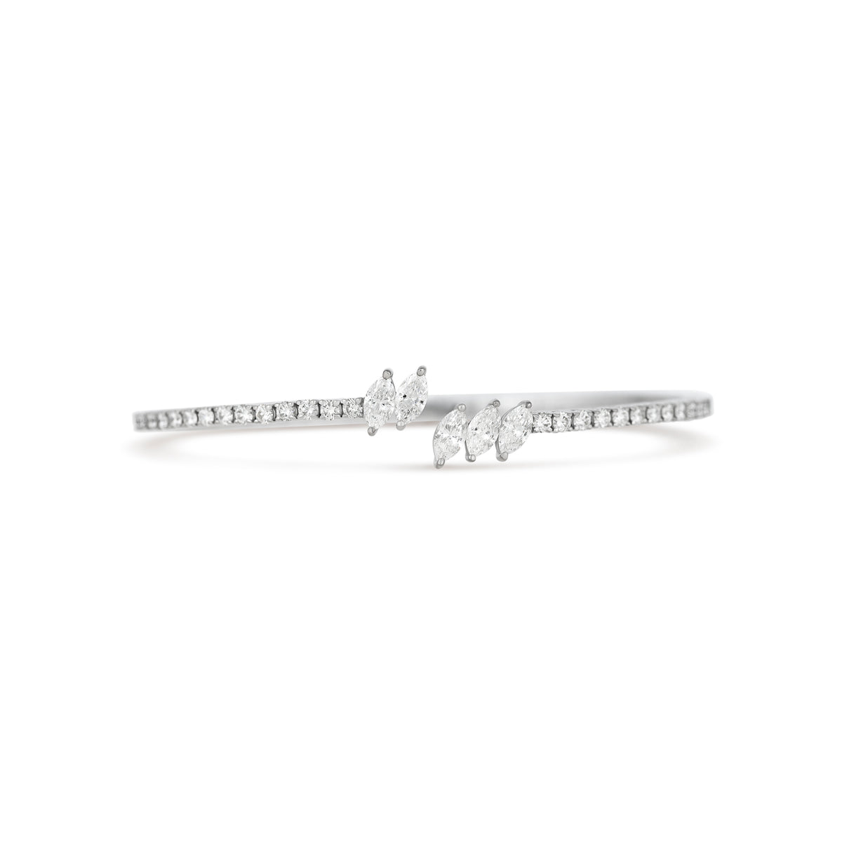 18k White Gold Marquise Diamond Pave Cuff Bracelet