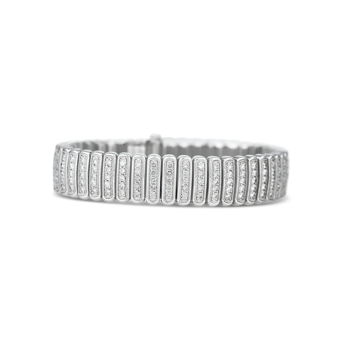 14k White Gold Round Brilliant Diamond Bracelet